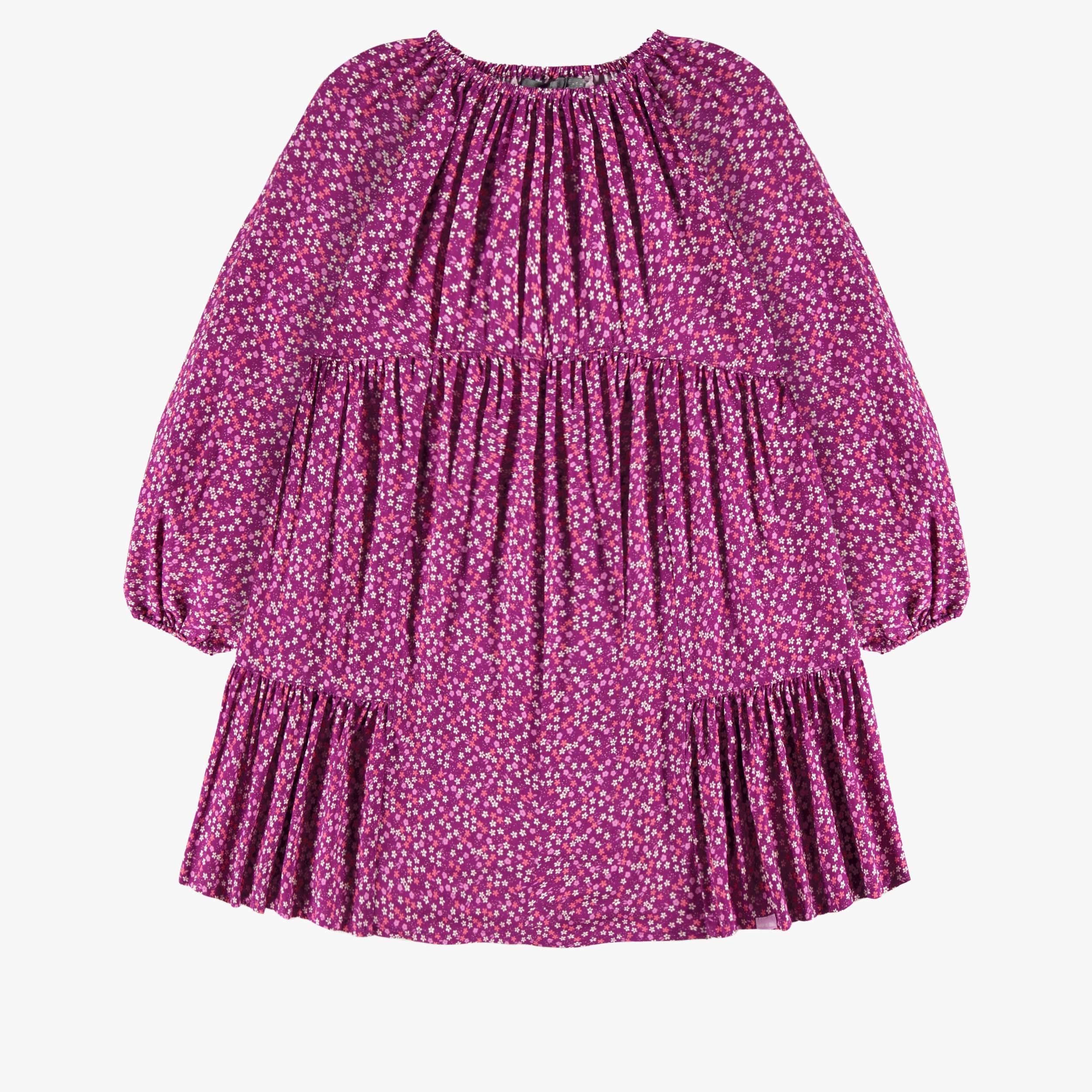 Robe mauve à motif floral, enfant