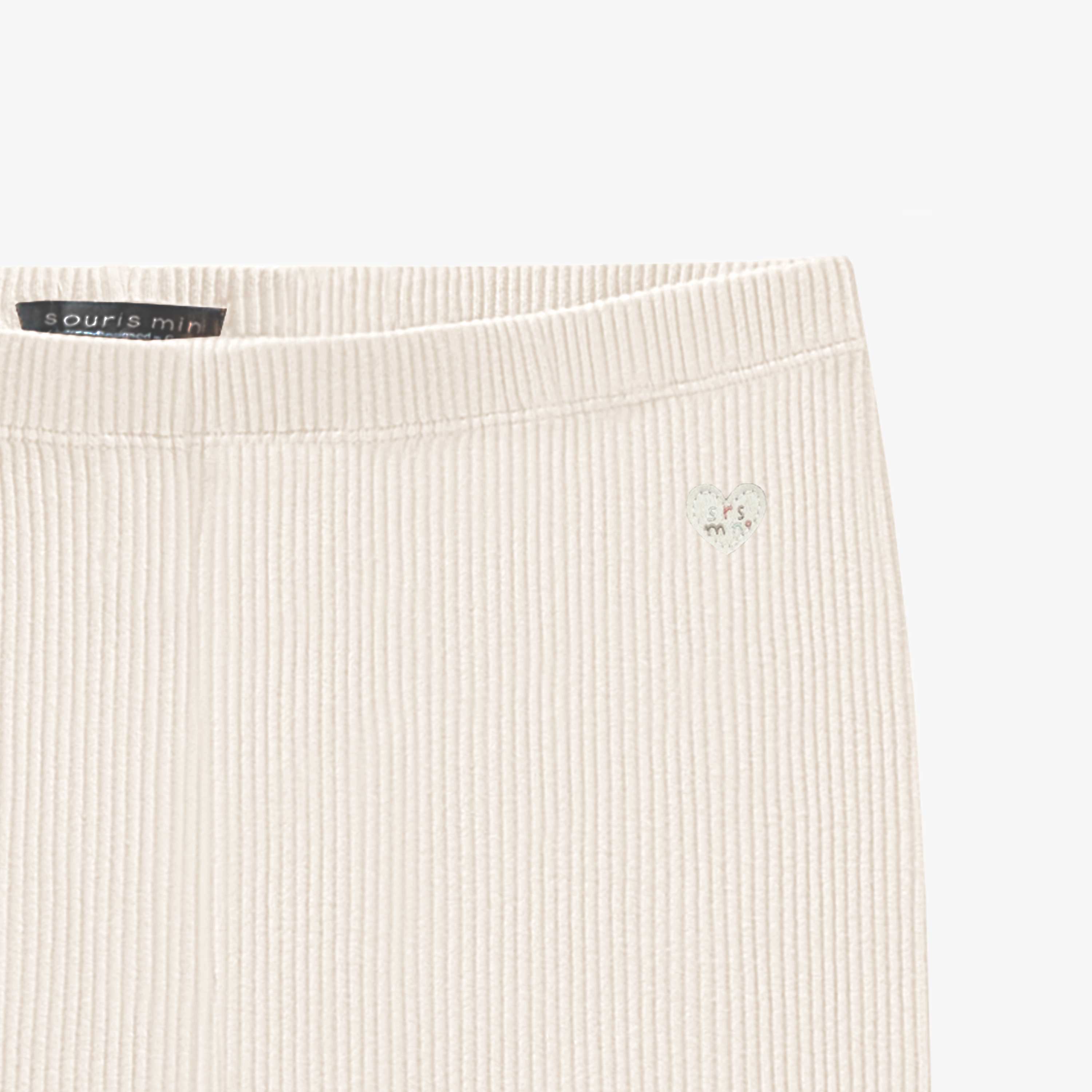 Zoom détails du legging crème en tricot côtelé, enfant