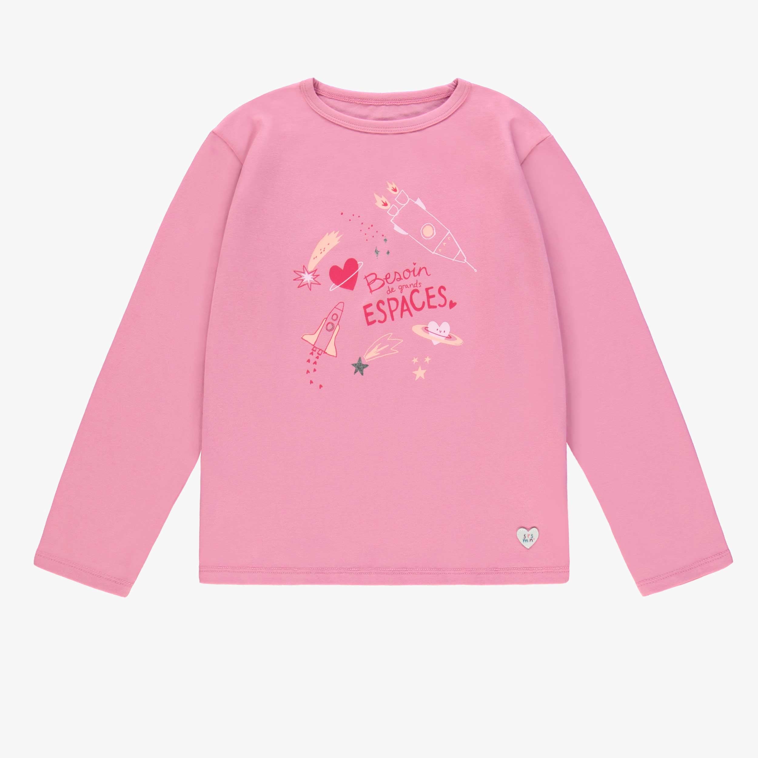 T-shirt rose à motifs de l’espace, enfant