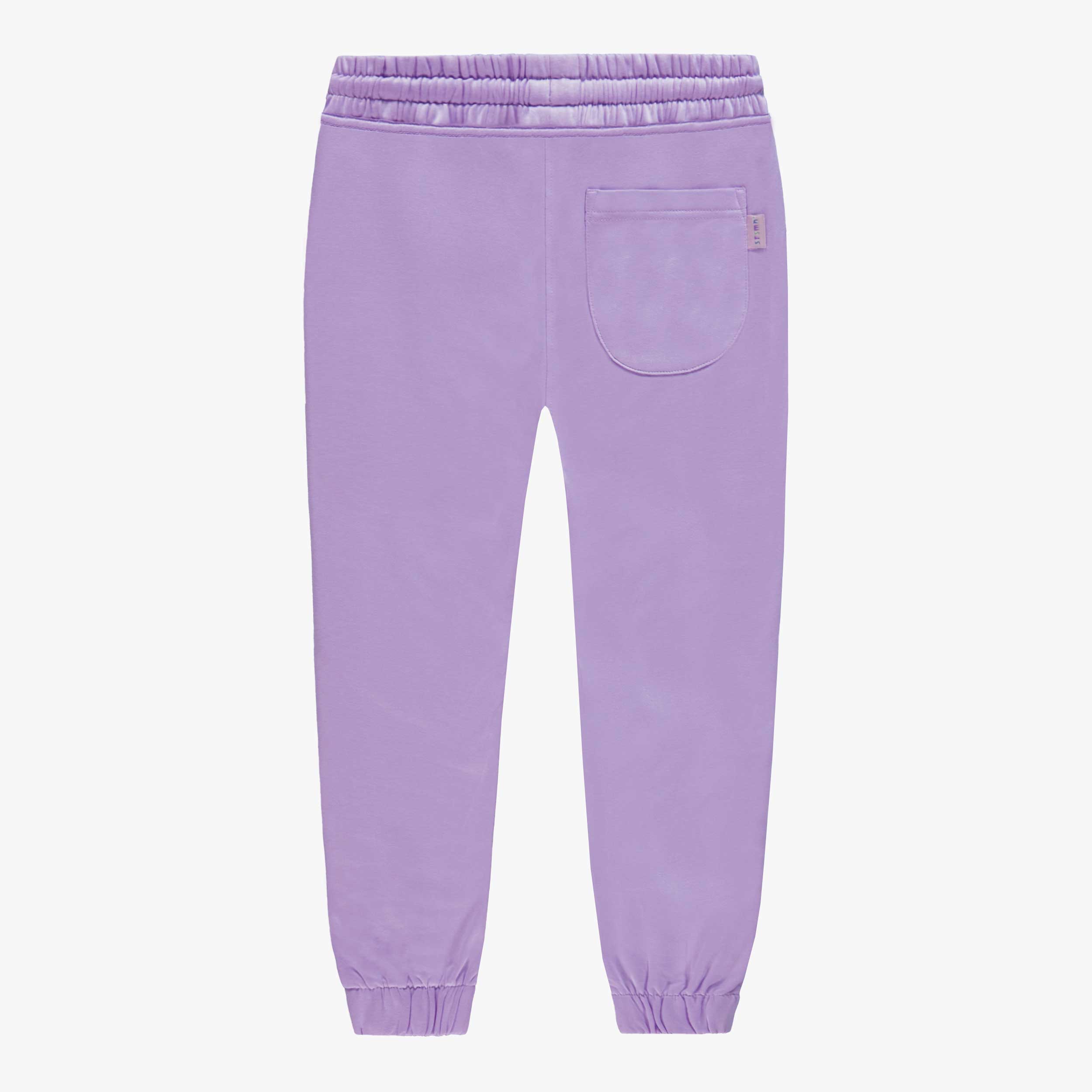 Dos du pantalon mauve style jogger en molleton, enfant