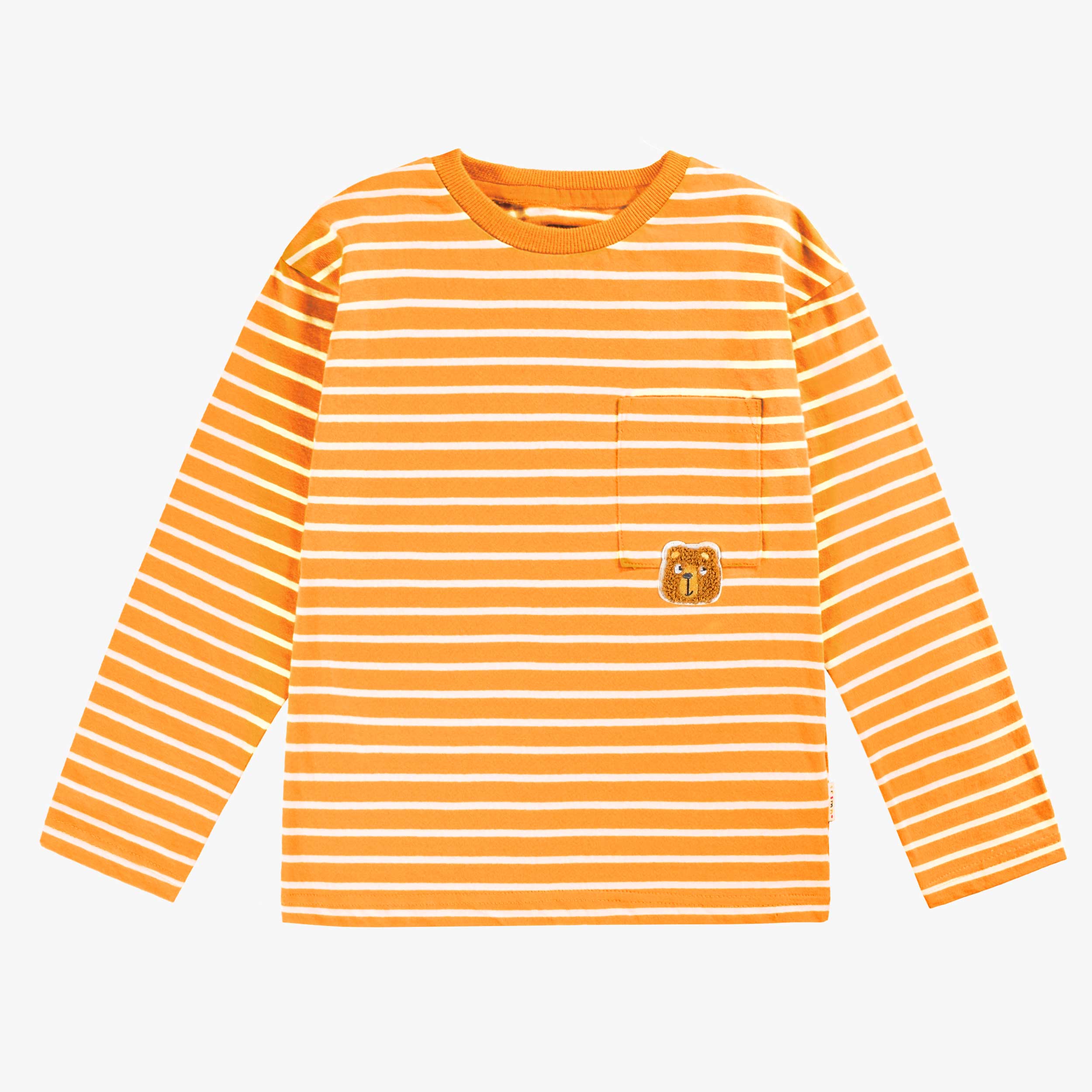 T-shirt orange à rayures, enfant