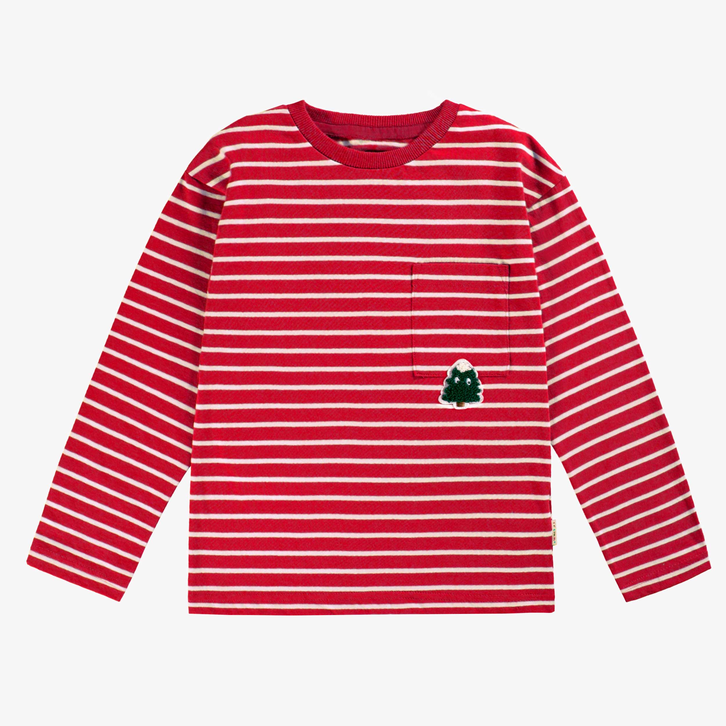 T-shirt rouge à rayures, enfant