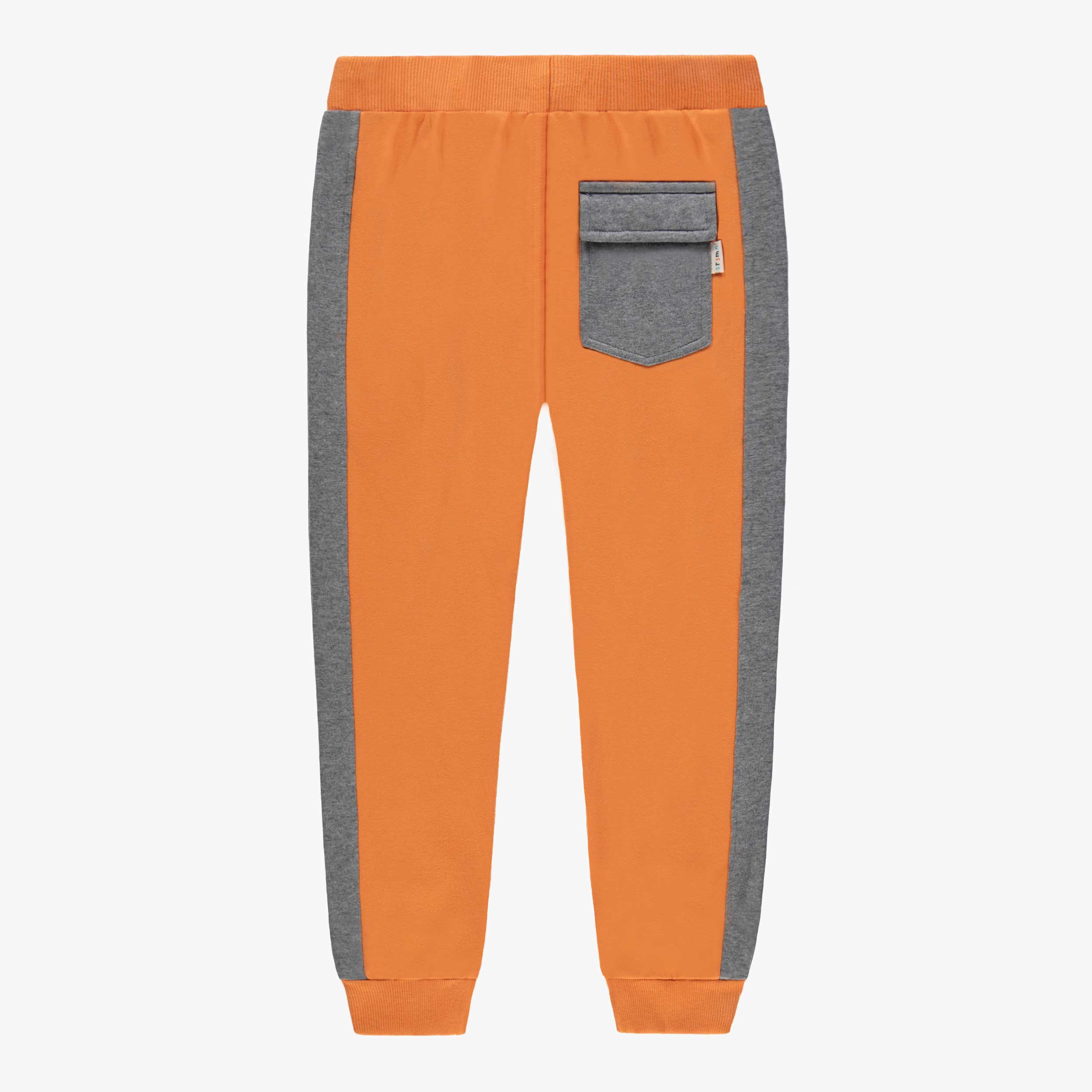 Dos du pantalon style jogger jaune foncé et gris, enfant