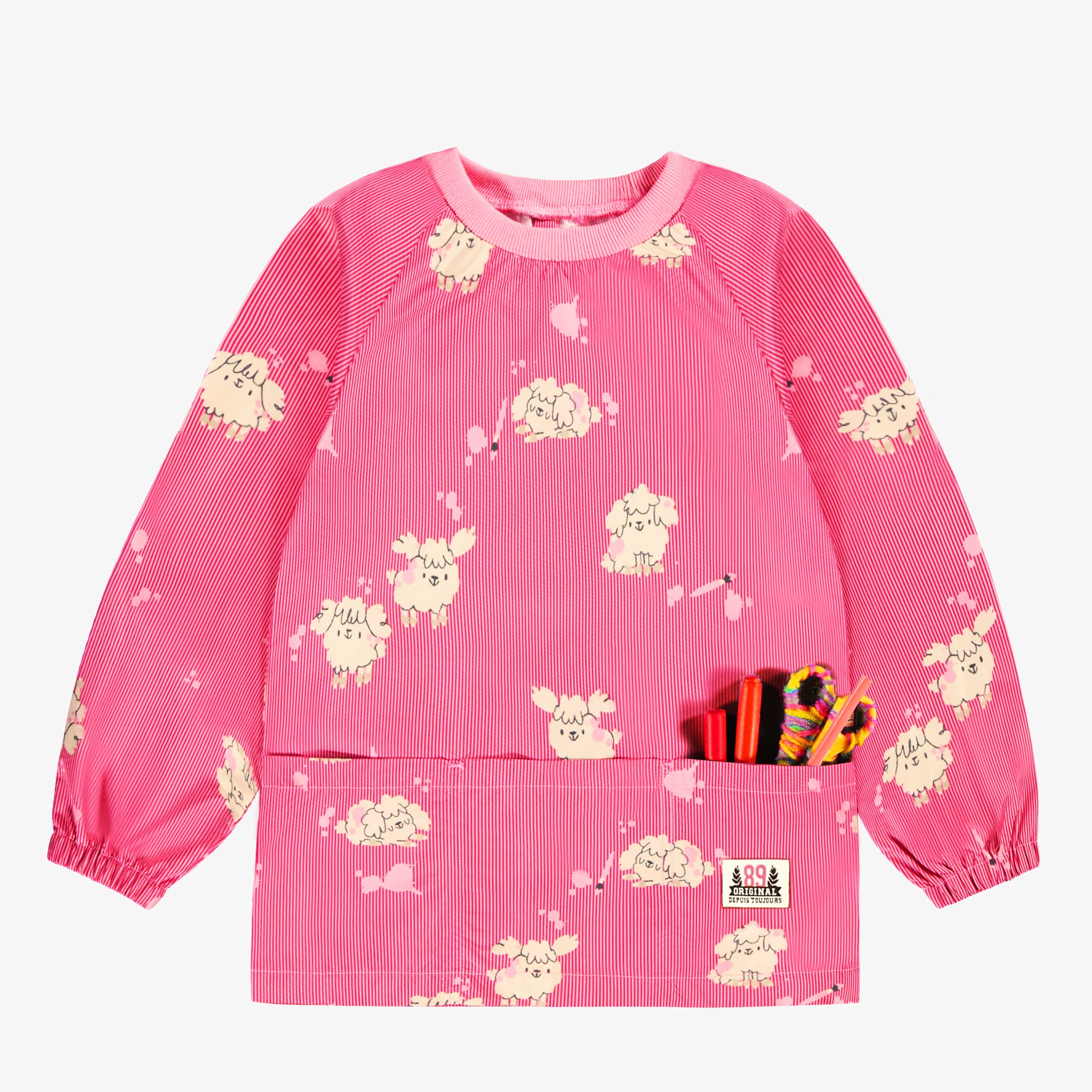 Couvre-tout rose à rayures et motifs de chiens, enfant