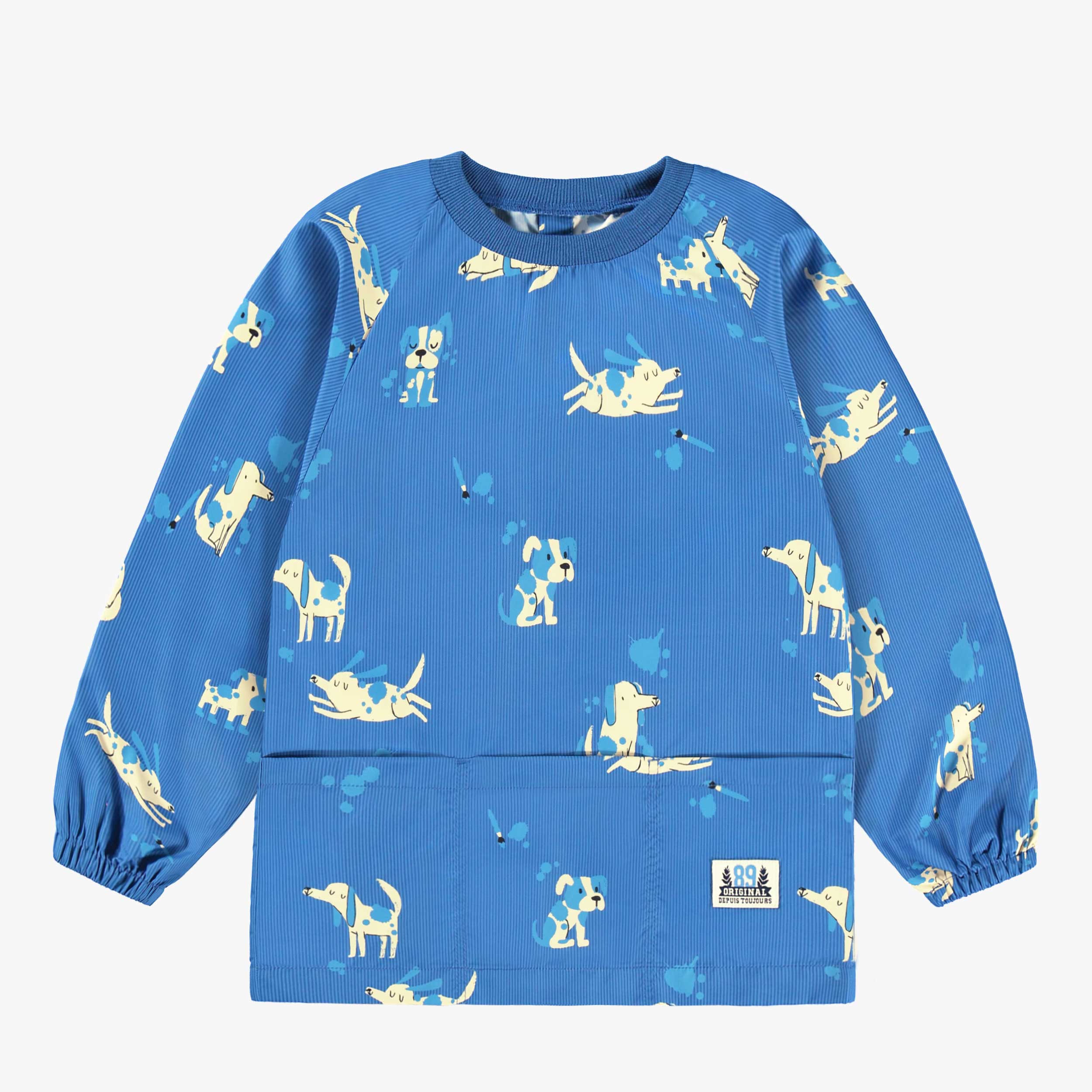 Couvre-tout bleu à rayures et motifs de chiens, enfant