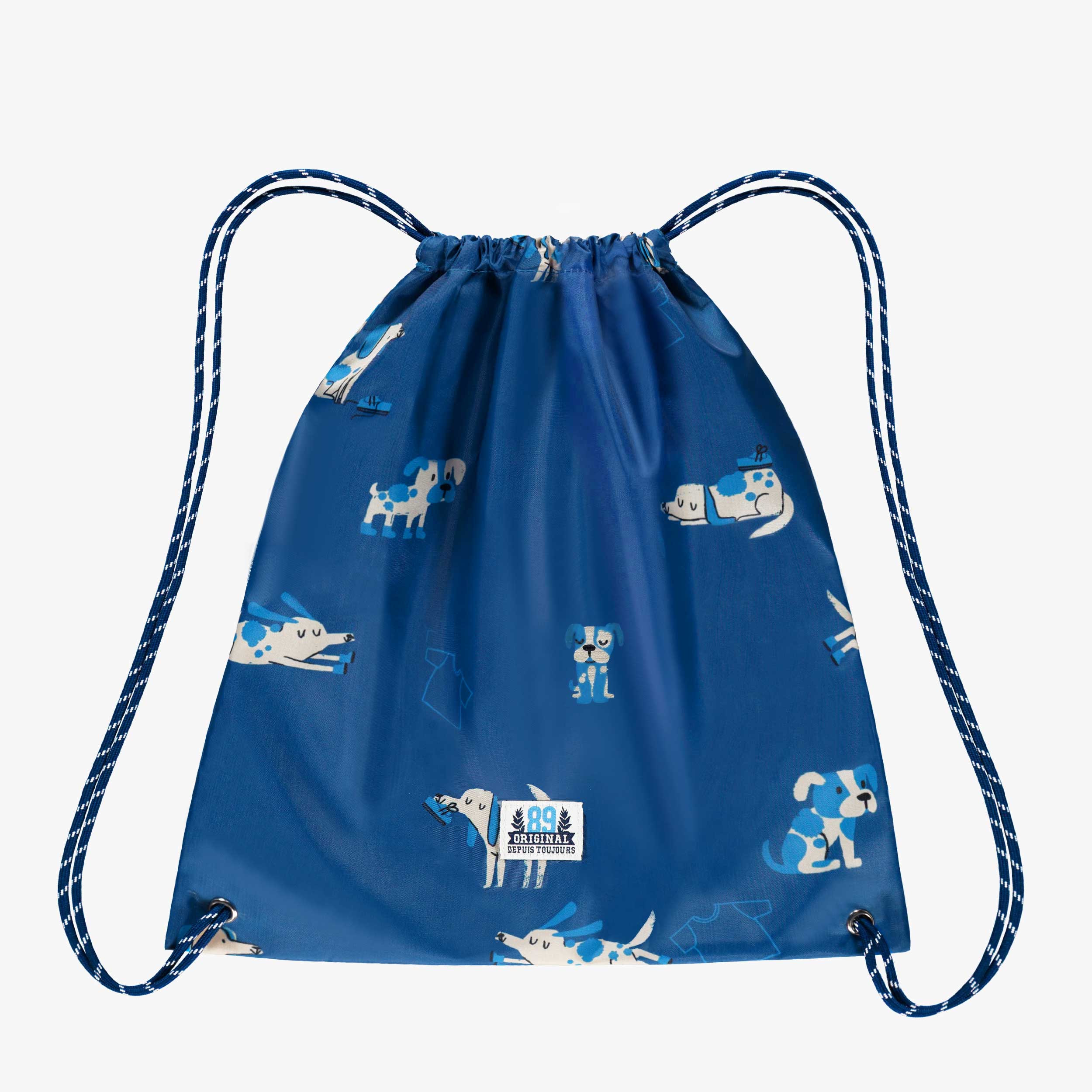 Sac tout usage bleu foncé à motifs de chiens, enfant