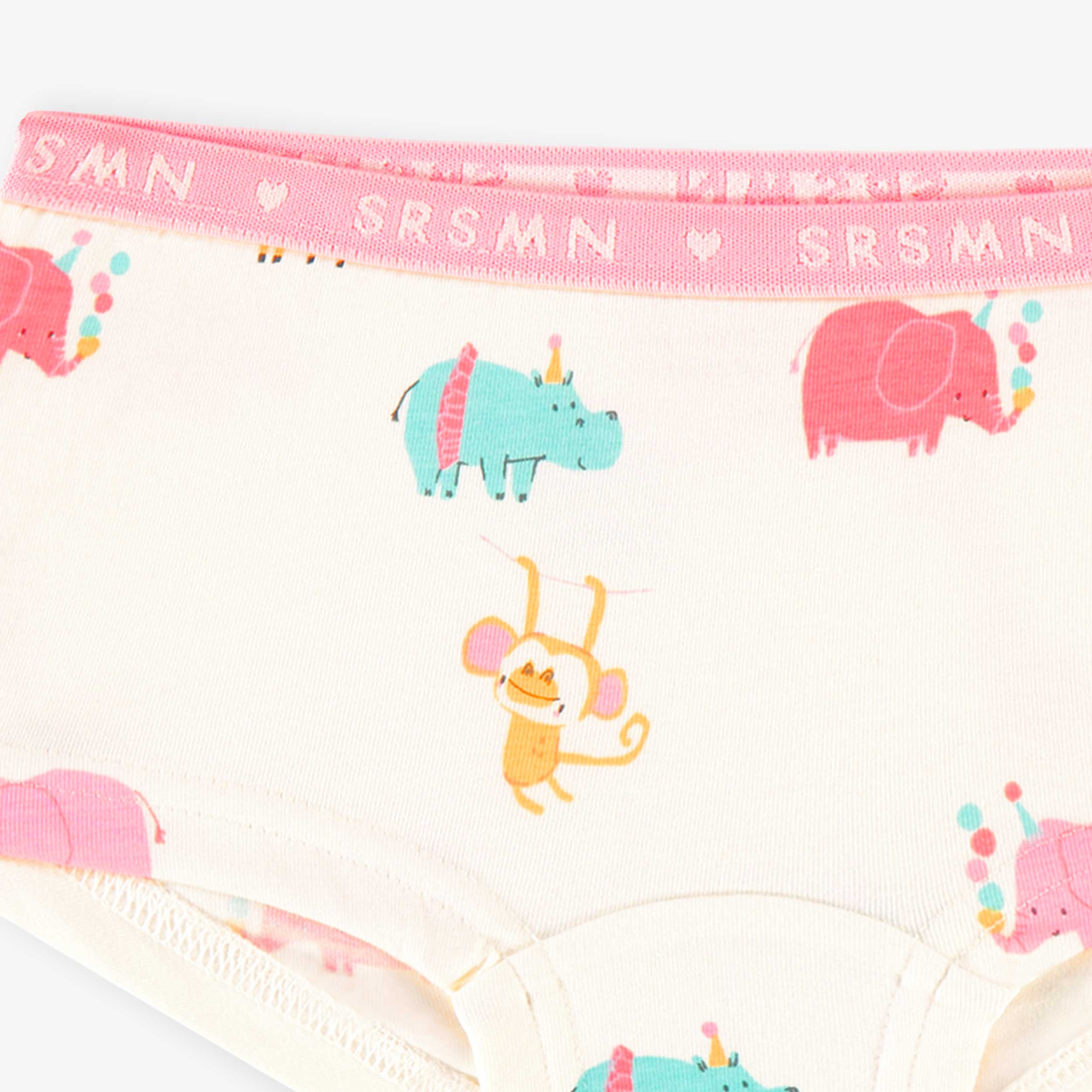 Zoom détails de la culotte garçonne crème à motifs d’animaux, enfant