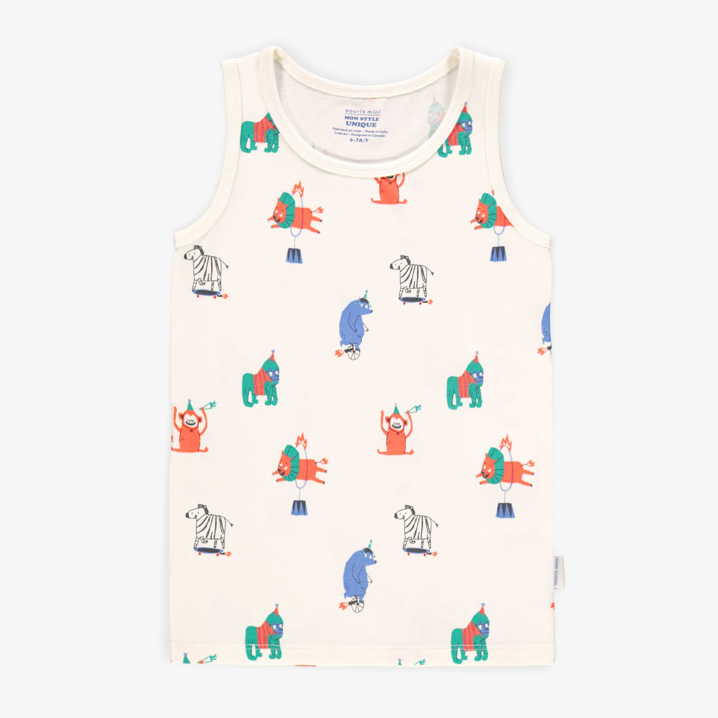 Camisole crème à motifs d’animaux, enfant
