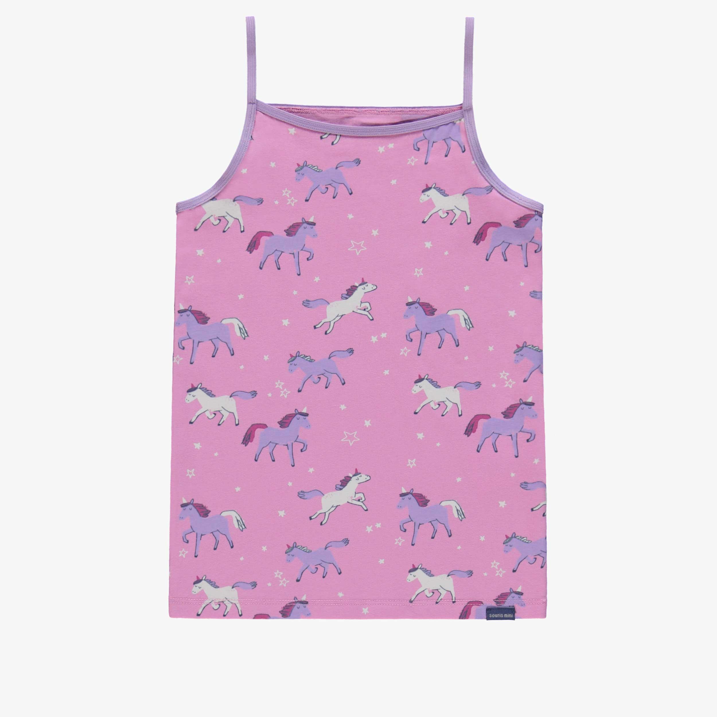 Camisole mauve à motifs de licornes, enfant
