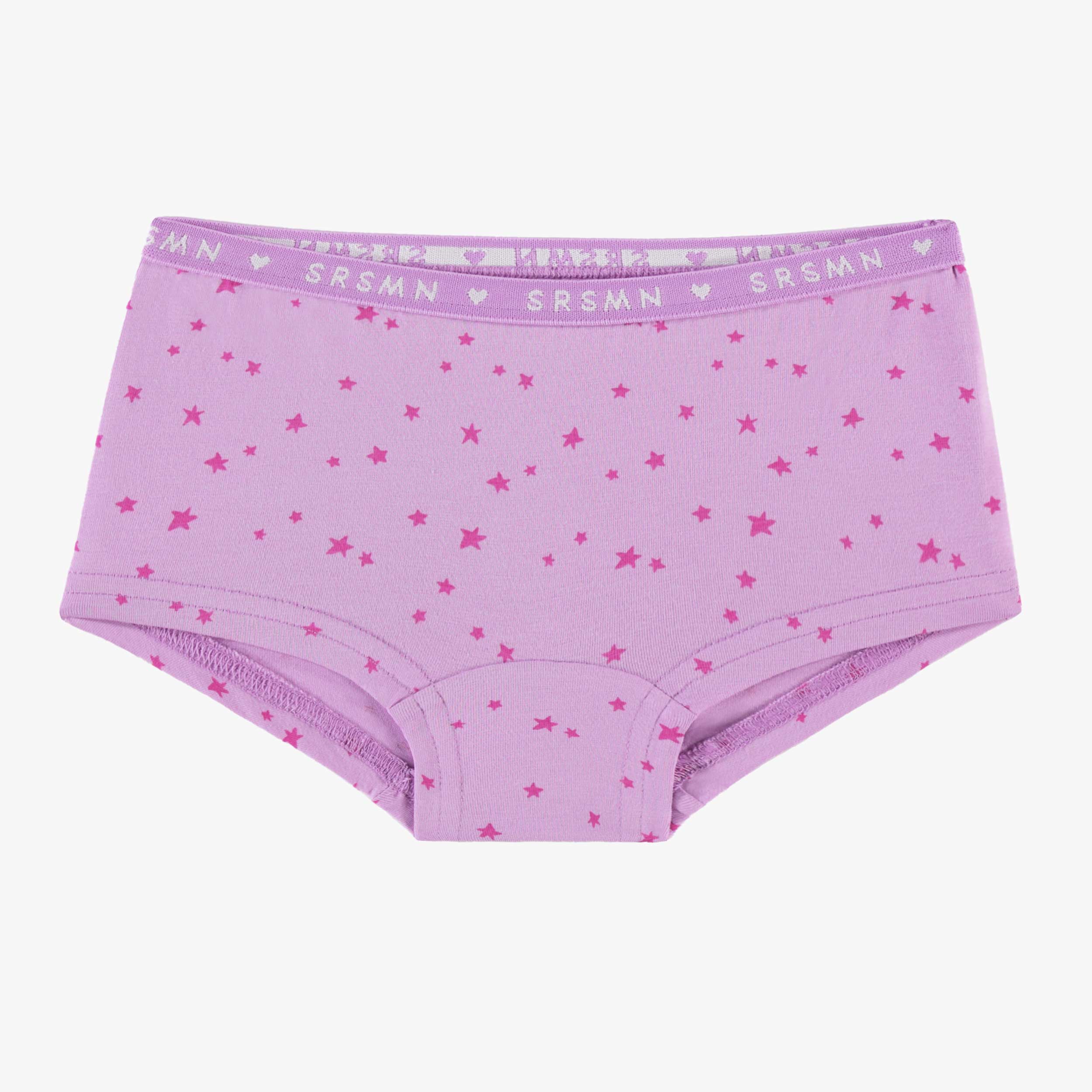 Culotte garçonne mauve à motifs d’étoiles, enfant