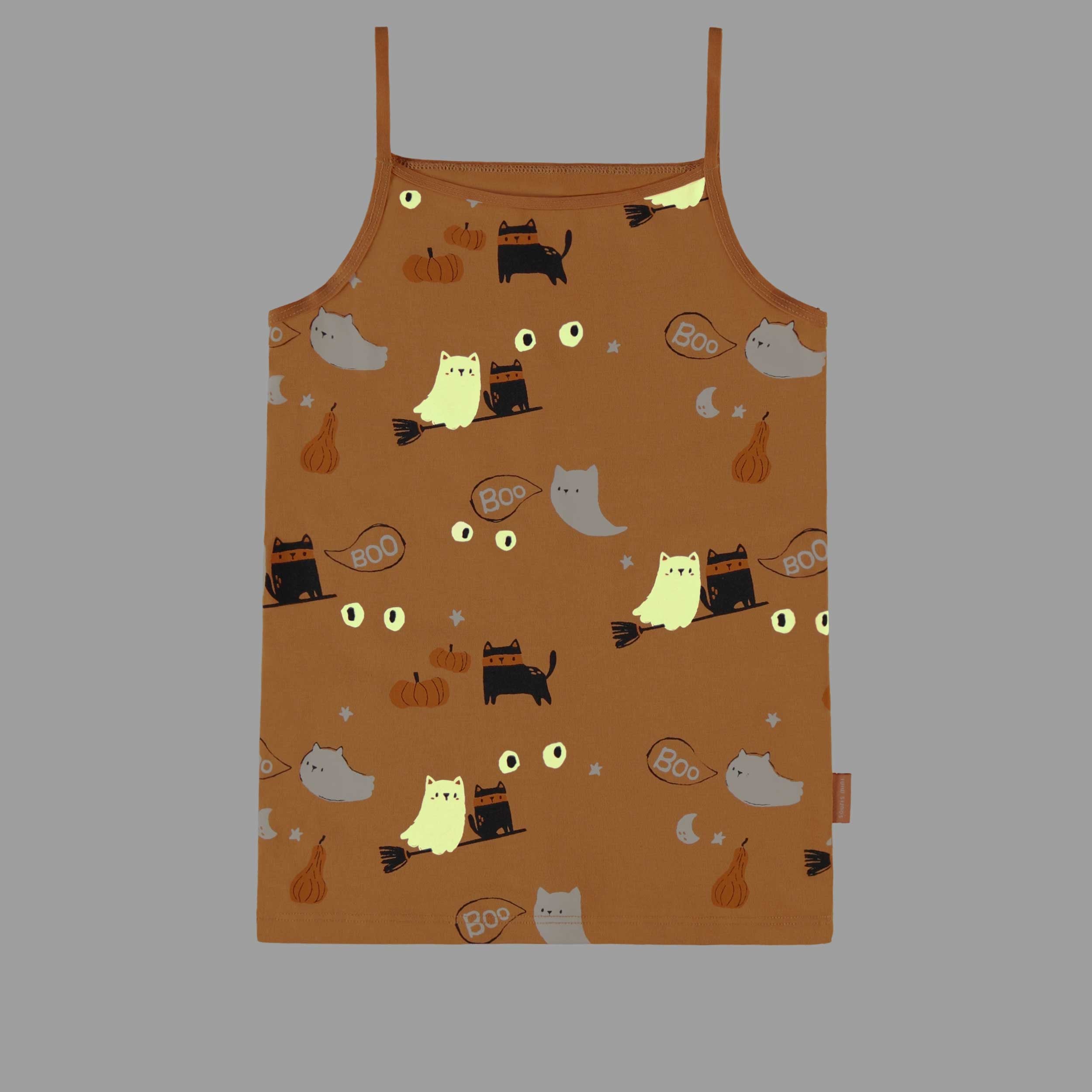 Camisole orange à motifs d’Halloween phosphorescent, enfant