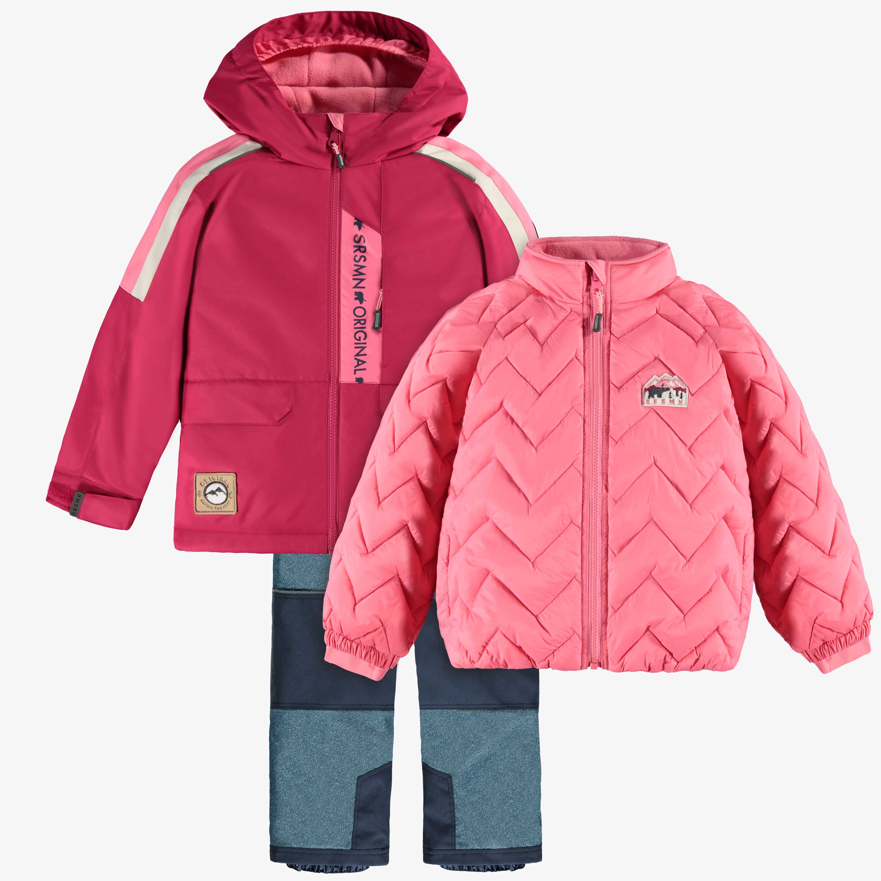 Habit de neige 3 en 1 rose et bleu denim, enfant
