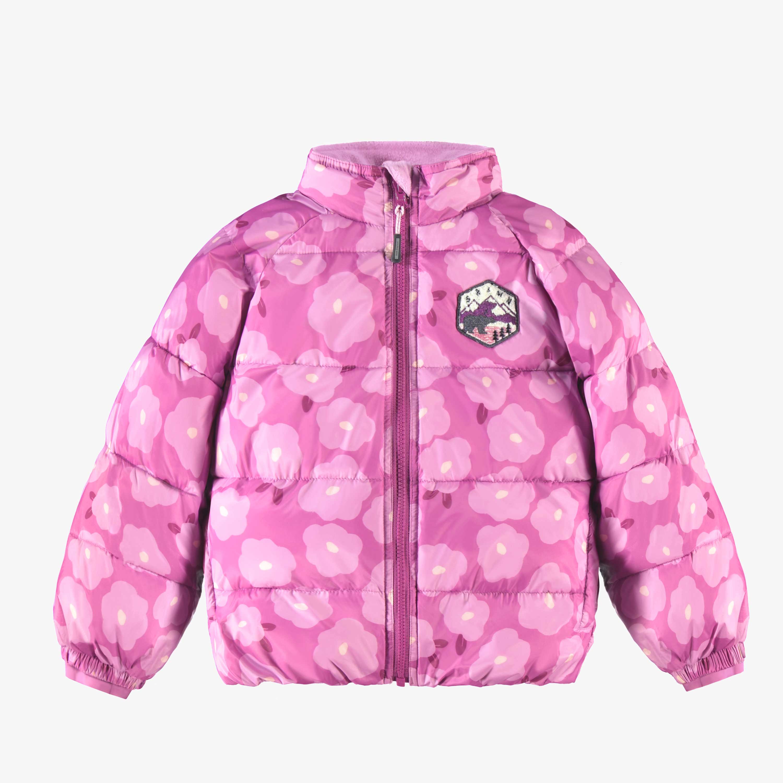 Doudoune de l'habit de neige 3 en 1 mauve, floral et noir, enfant