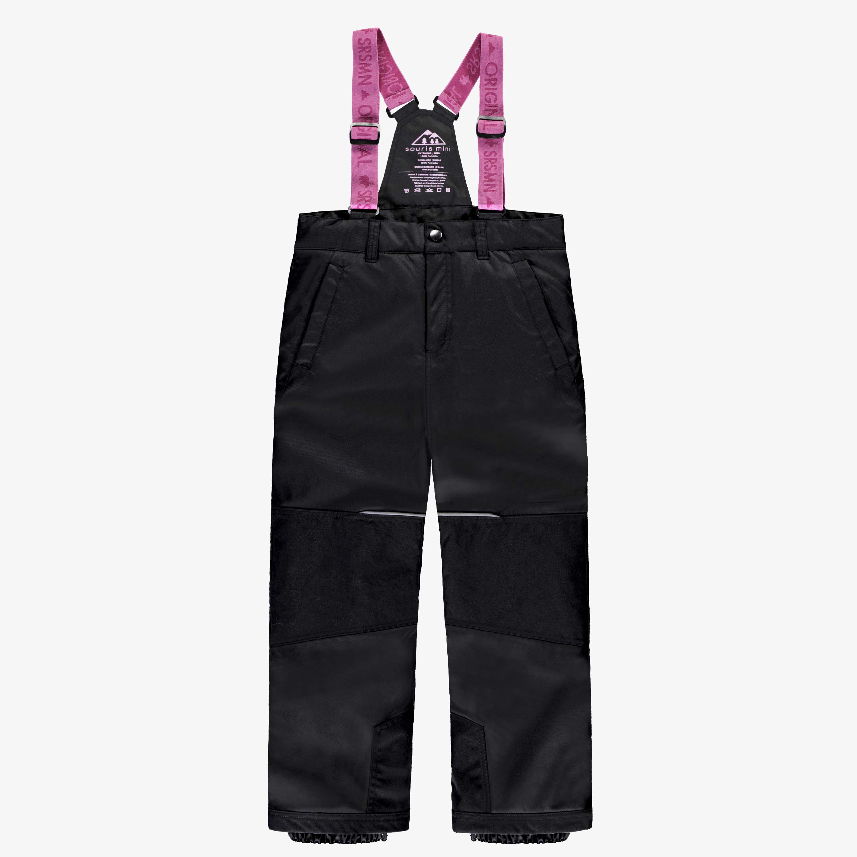 Pantalon de neige de l'habit de neige 3 en 1 mauve, floral et noir, enfant
