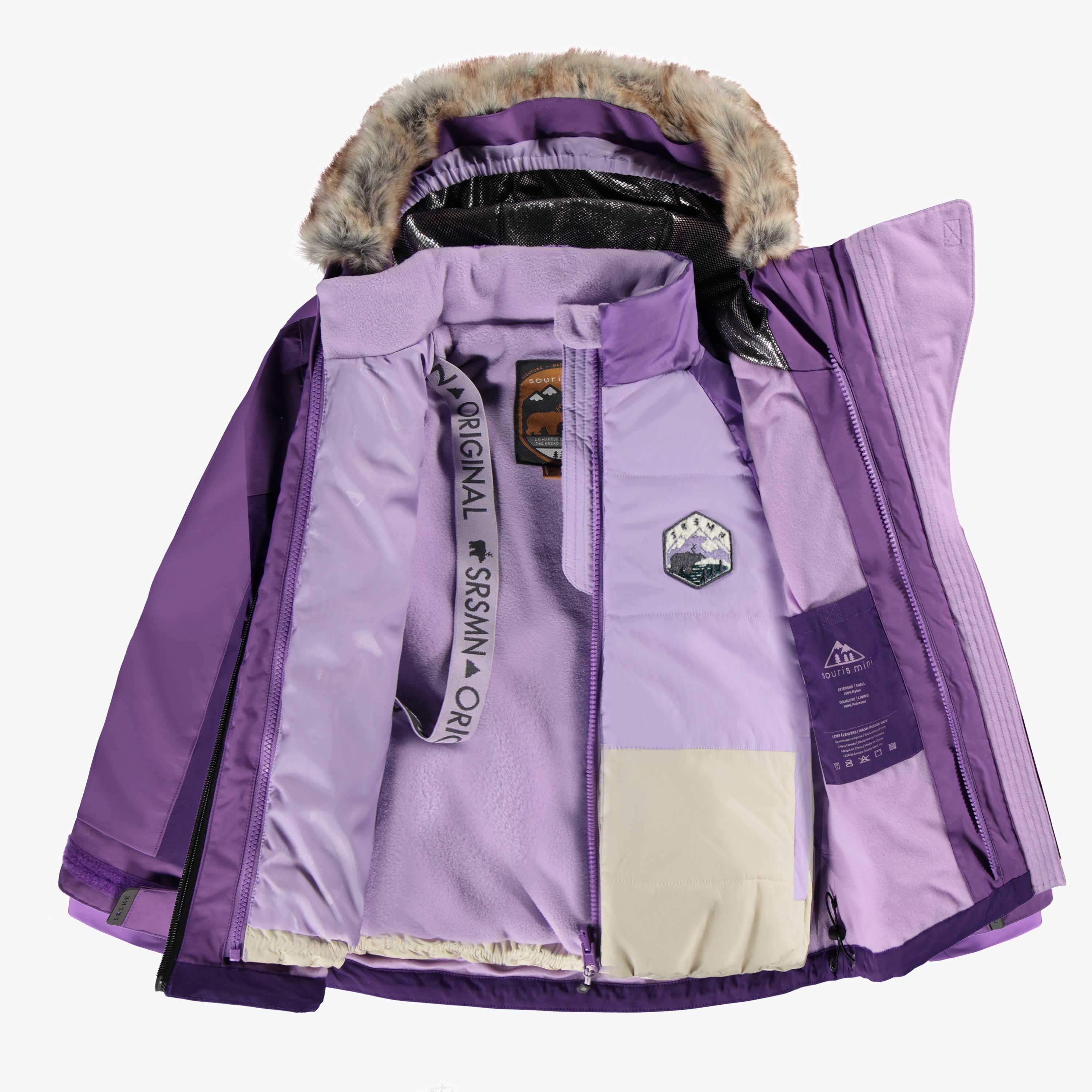 Intérieur du manteau d’hiver 3 en 1 mauve, enfant