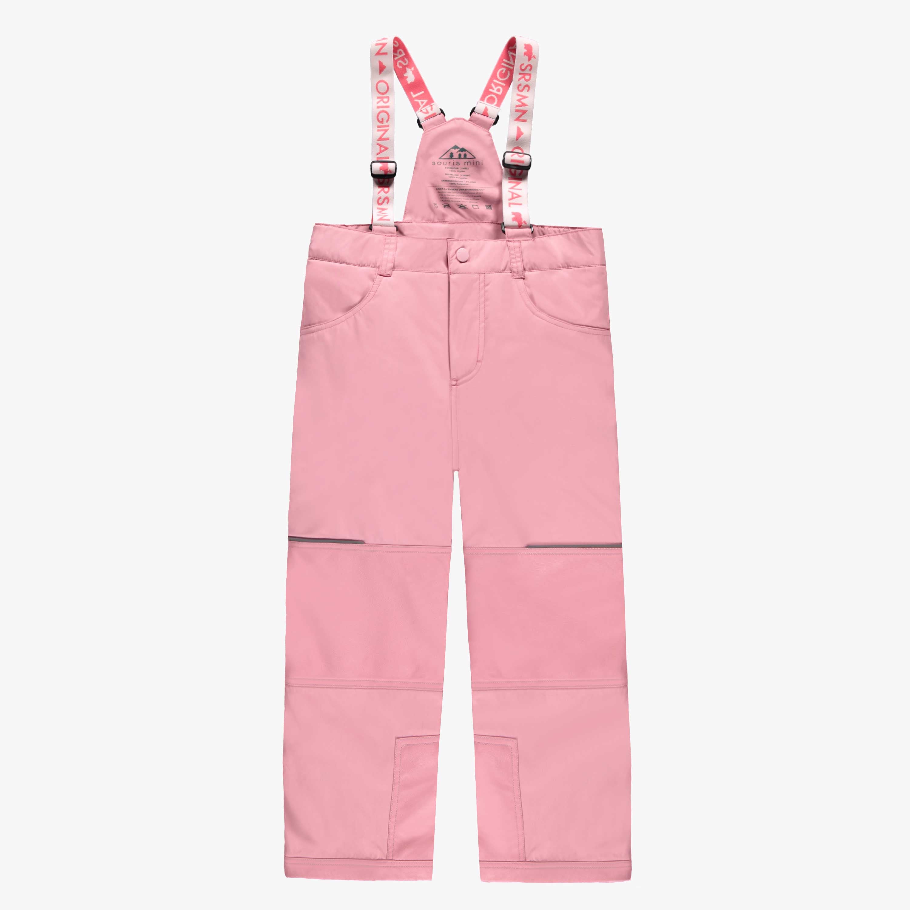 Pantalon de neige de l'habit de neige deux pièces rose avec fleurs, enfant