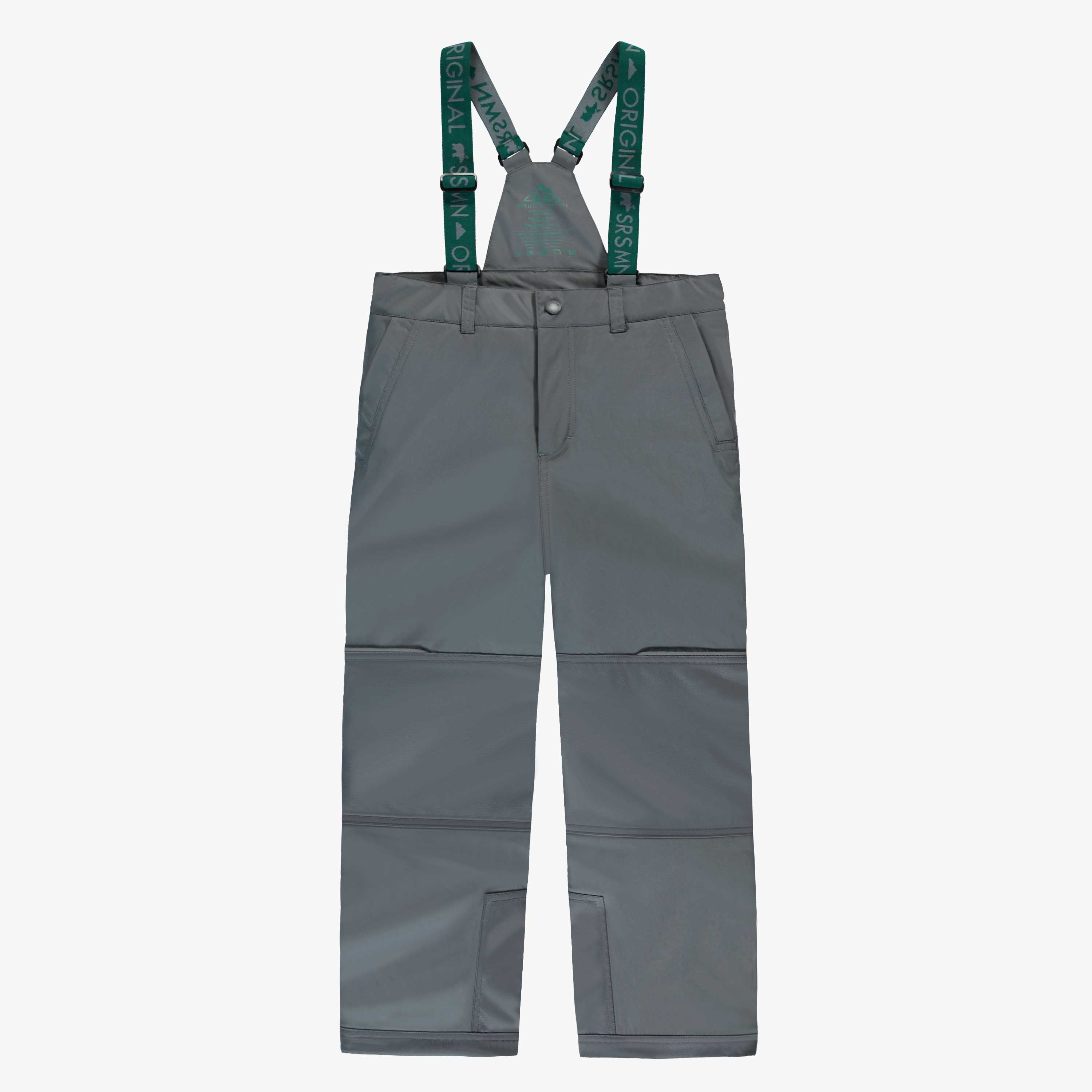 Pantalon de neige de l'habit de neige deux pièces vert émeraude et gris, enfant