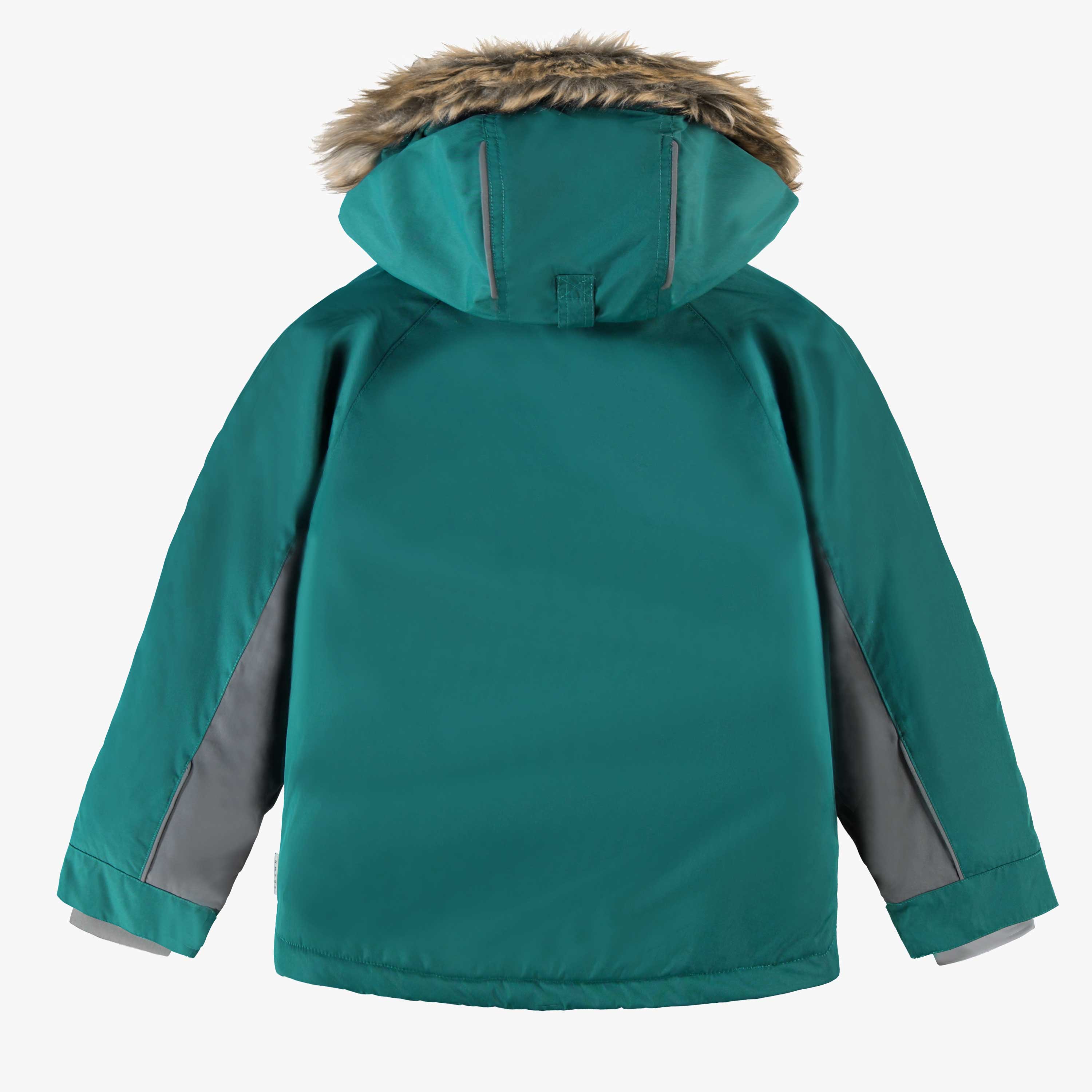 Emerald green and grey two-piece snowsuit, child