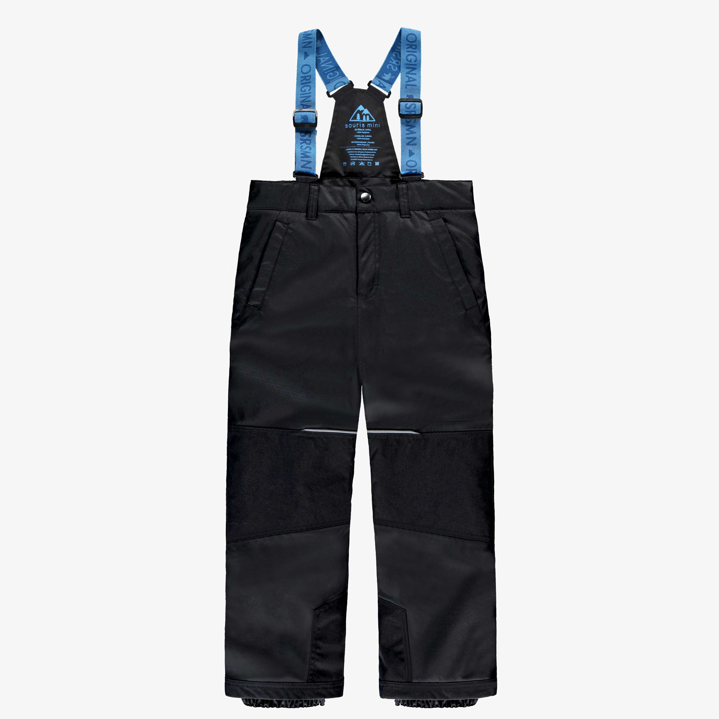 Pantalon de neige de l'habit de neige 3 en 1 bleu, carreaux et noir, enfant