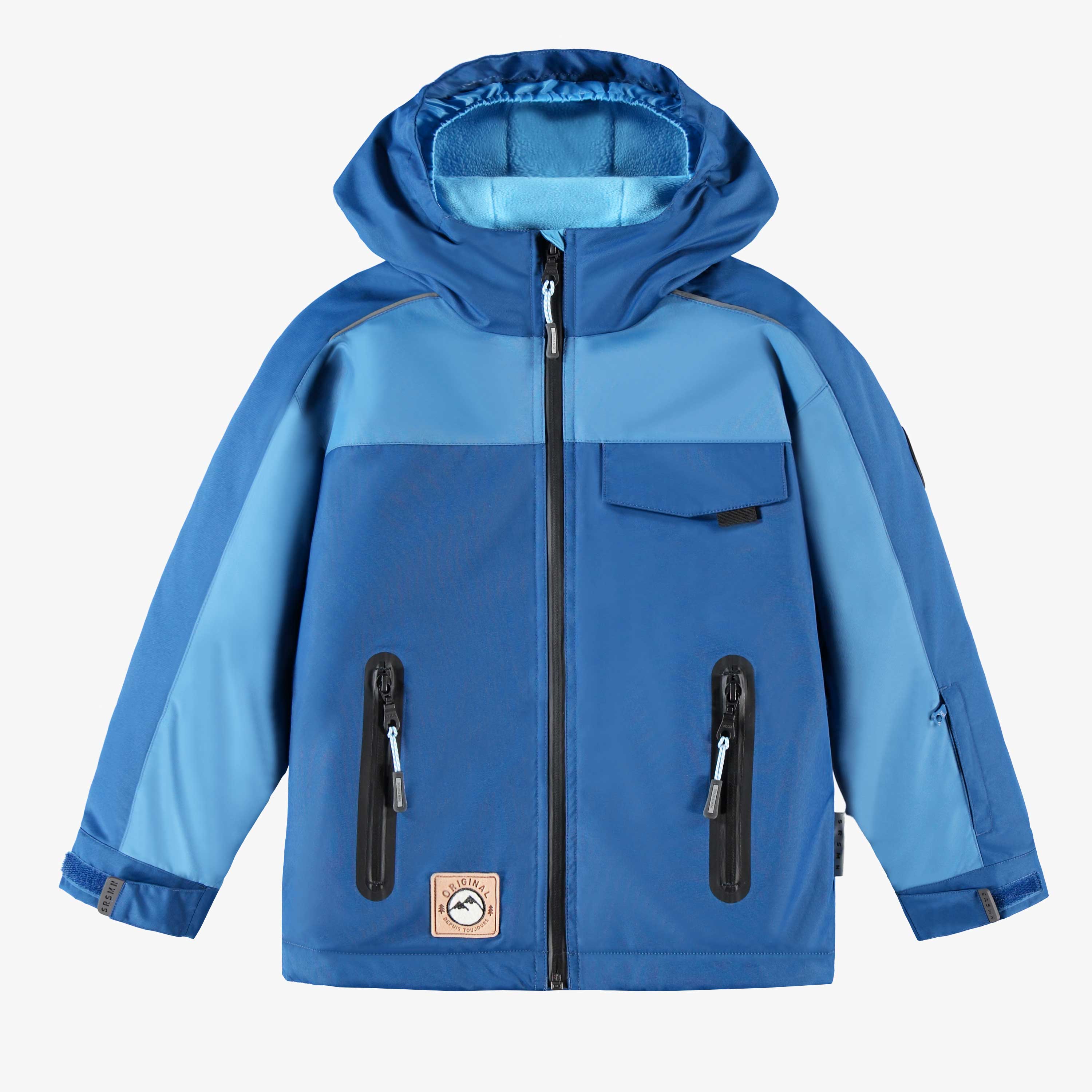 Couche extérieure des manteaux de l'habit de neige 3 en 1 bleu, carreaux et noir, enfant