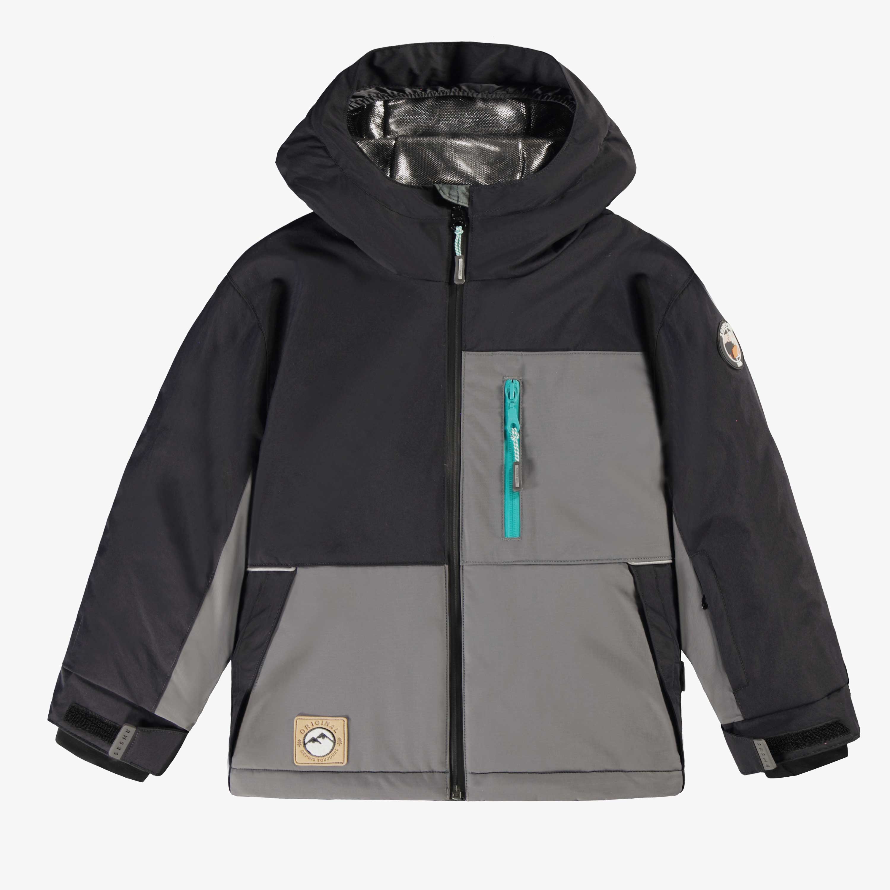 Manteau de l'habit de neige deux pieces PERFO+ noir, enfant