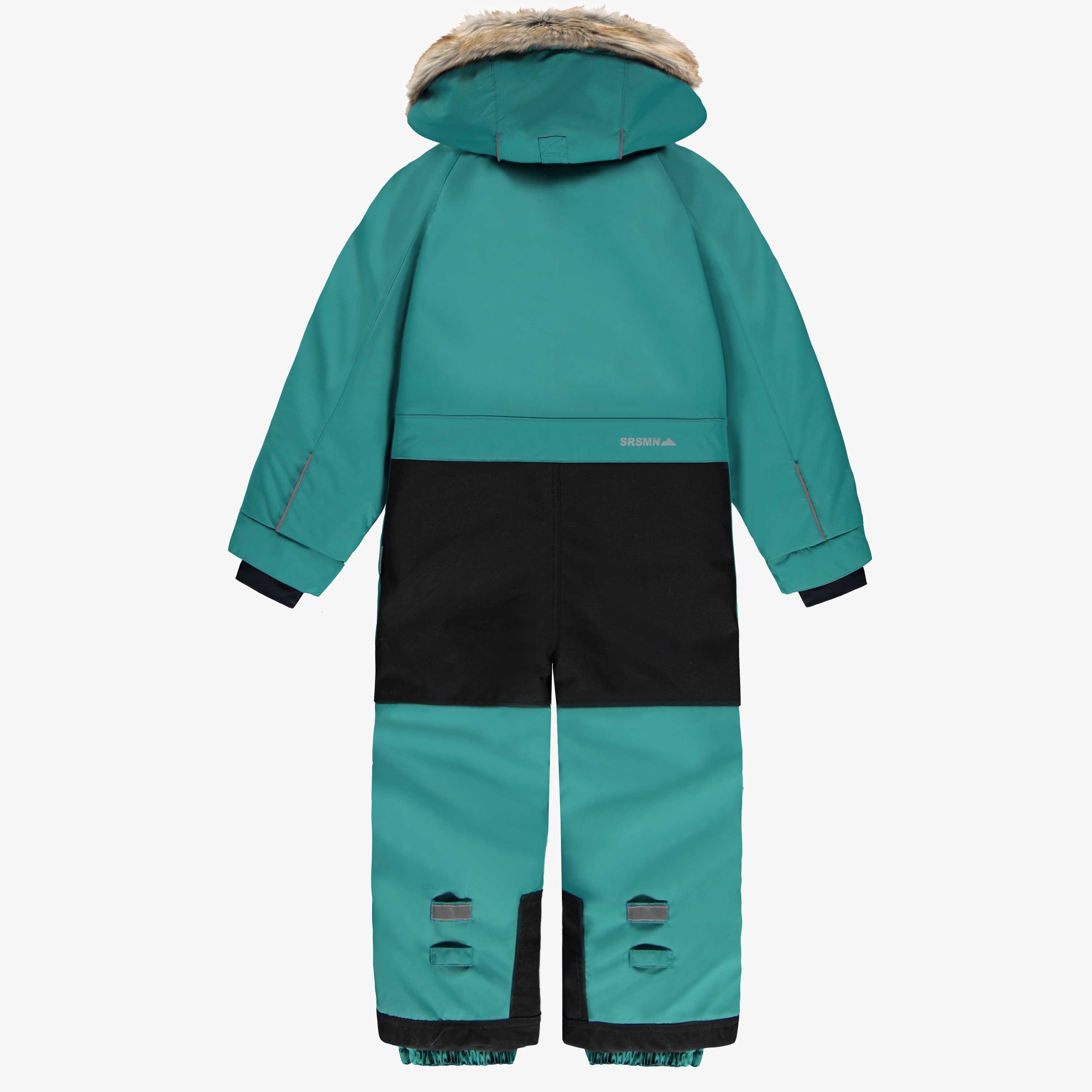 Dos de l'habit de neige une pièce turquoise, enfant