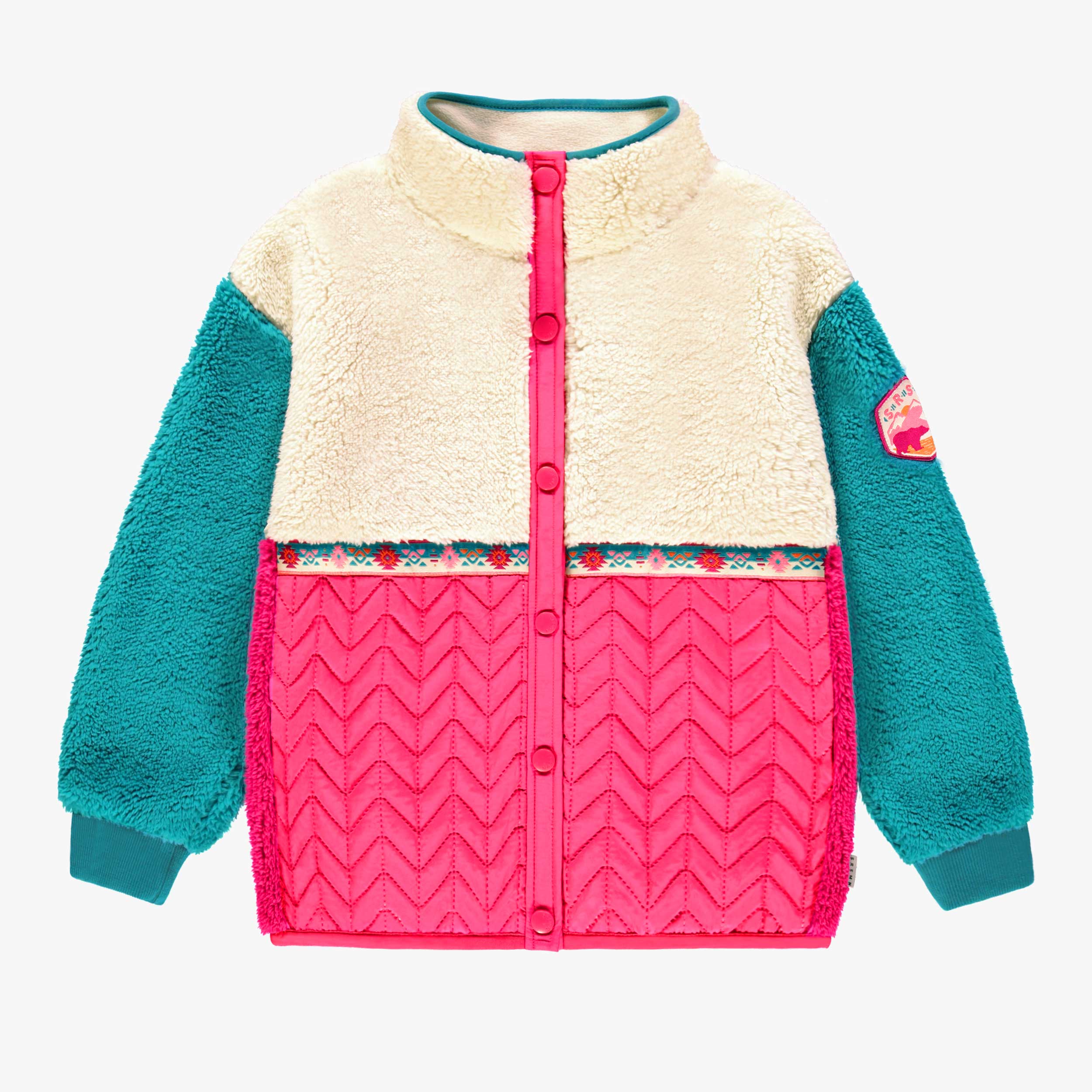 Veste rose et turquoise en peluche, enfant