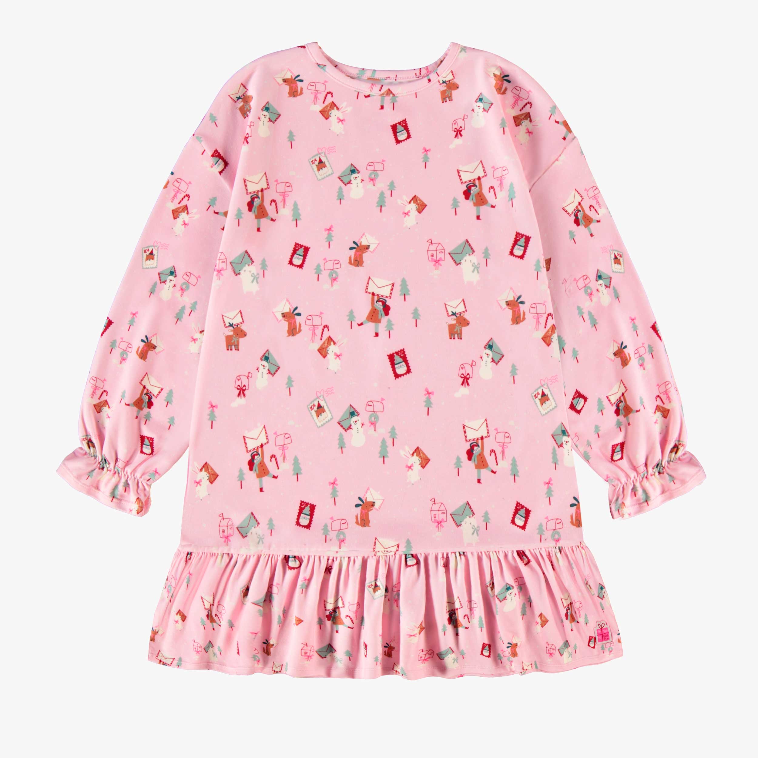Robe de nuit rose à motifs des Fêtes, enfant
