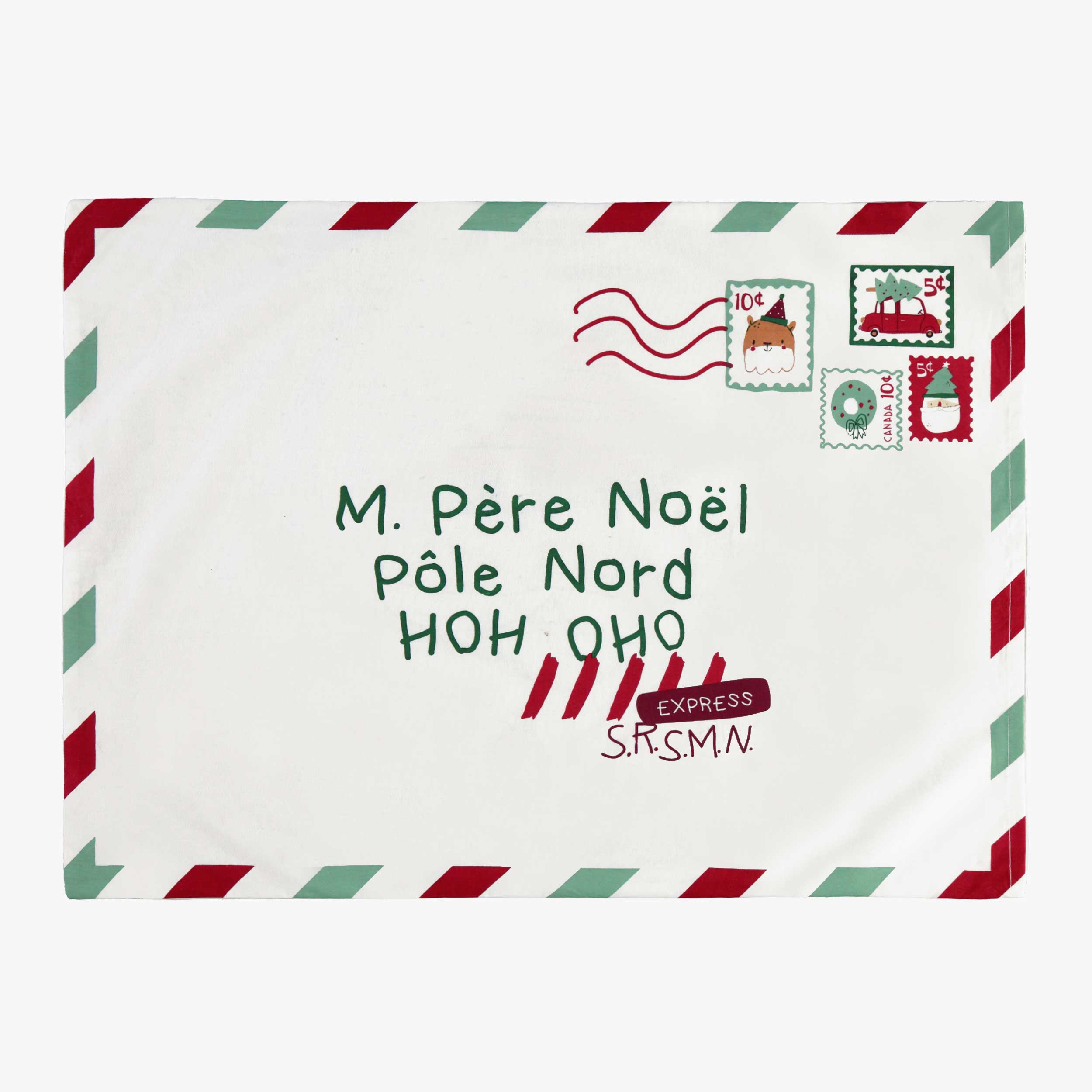 Taie d'oreiller réversible « lettre au père Noël » Côté enveloppe