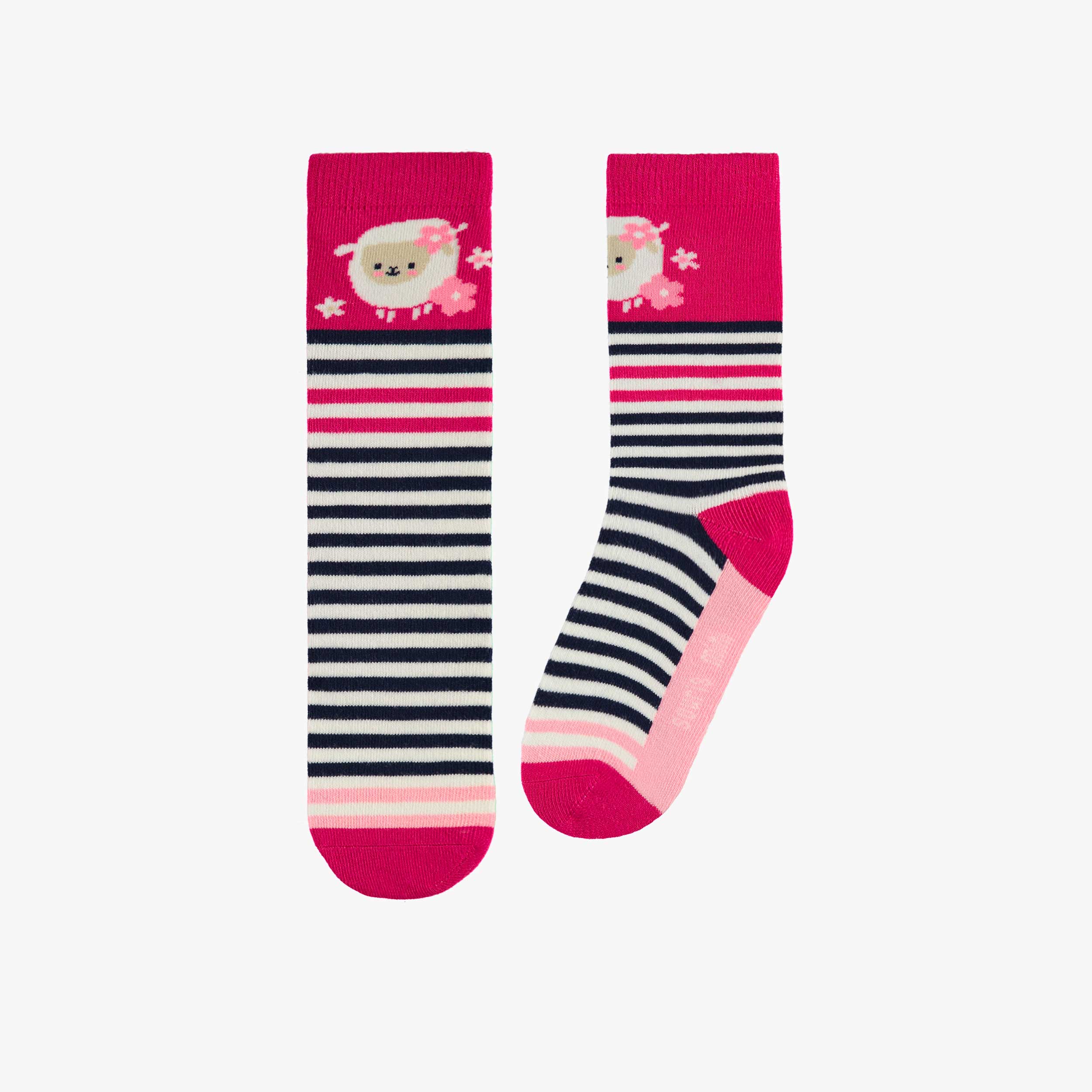 Chaussettes roses à rayures, enfant