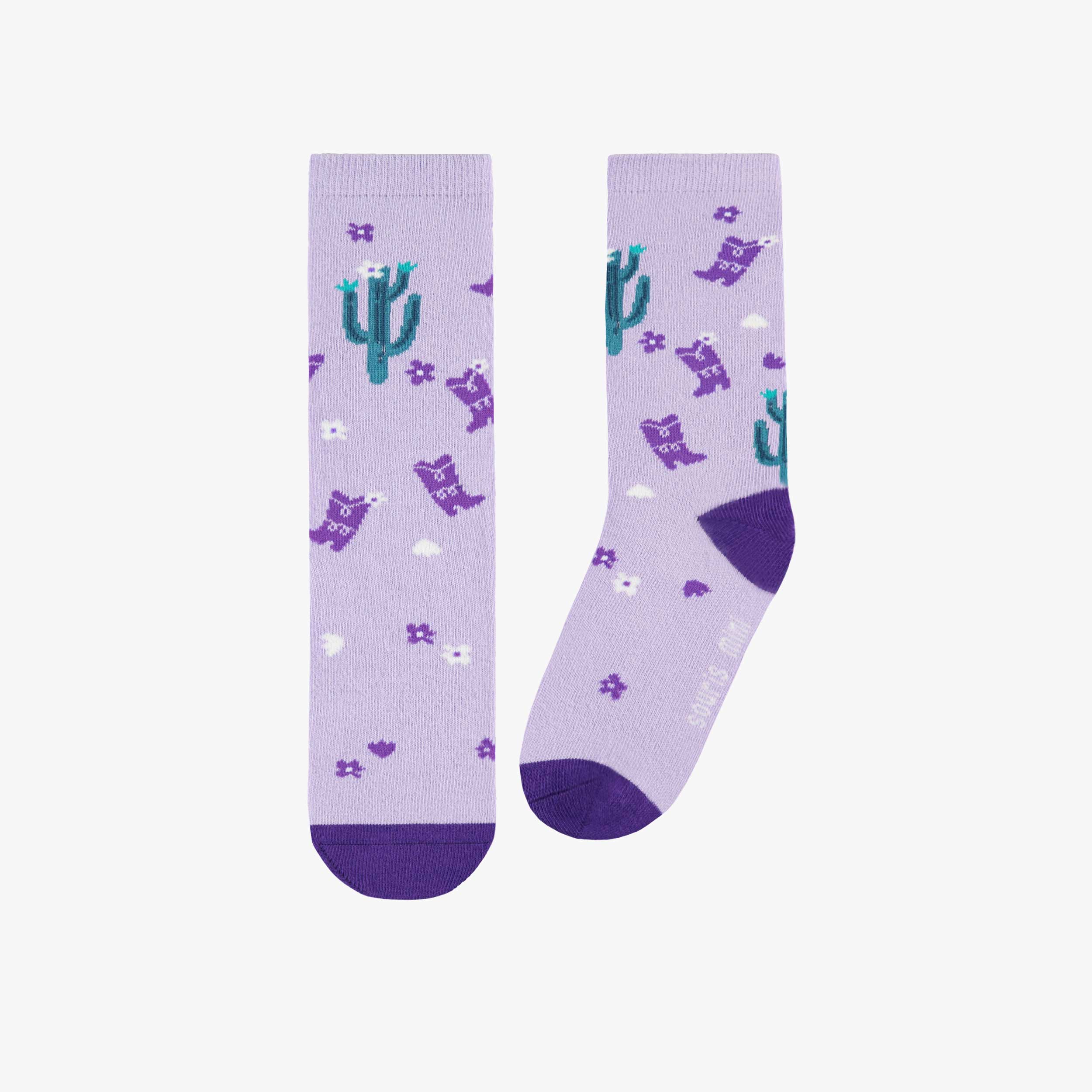 Chaussettes mauves à motifs, enfant