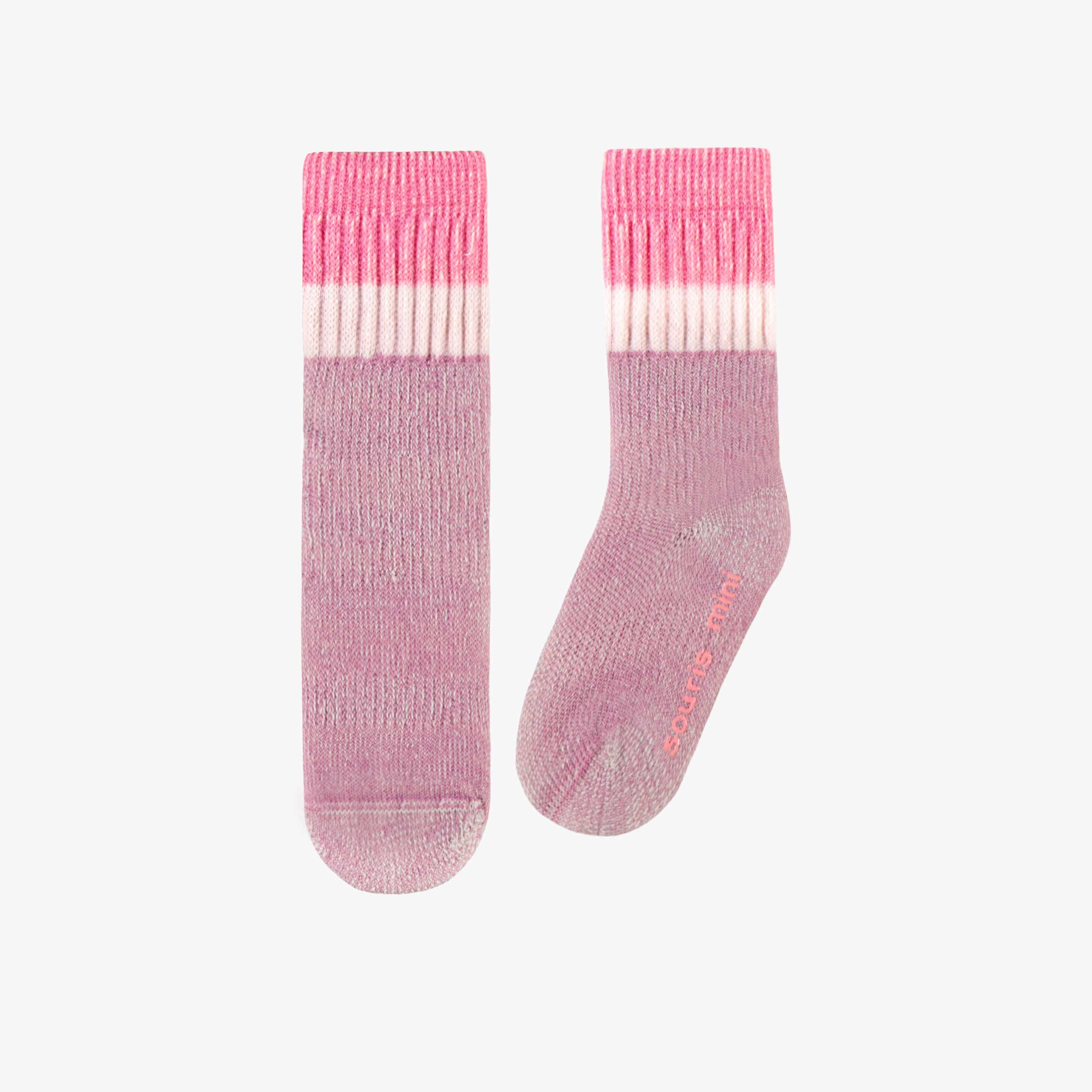 Chaussettes roses en laine mérinos, enfant