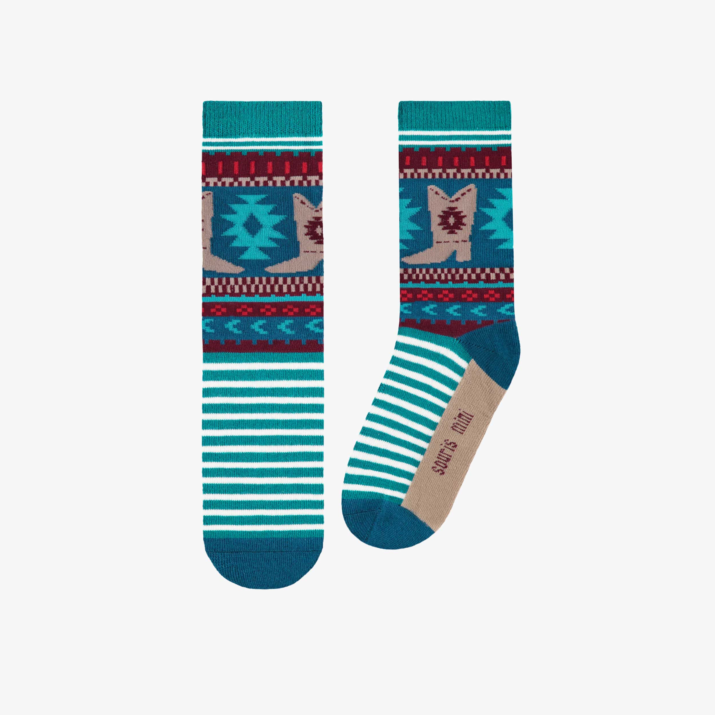 Chaussettes turquoise à motifs, enfant