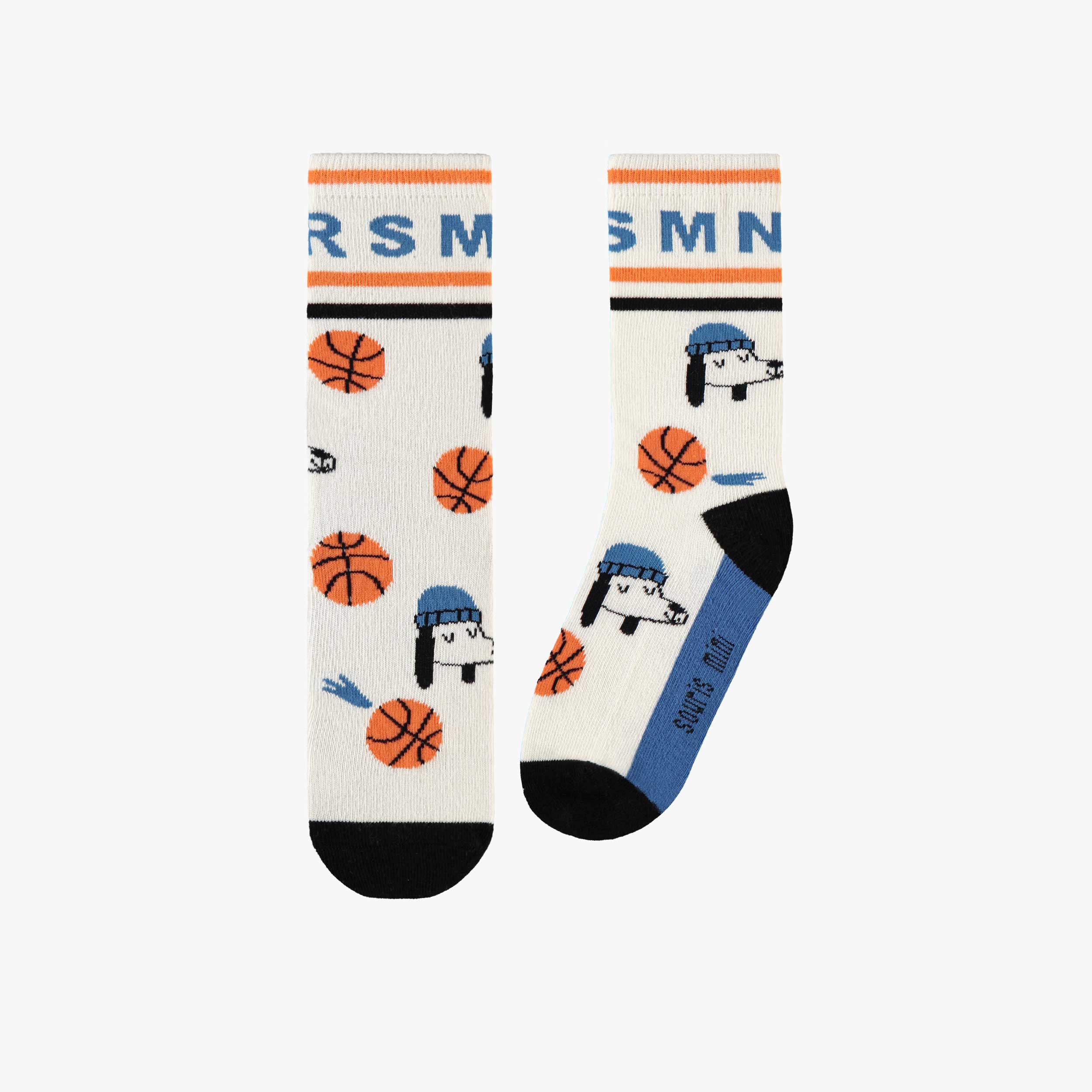 Chaussettes crème à motifs de chiens et de ballons, enfant