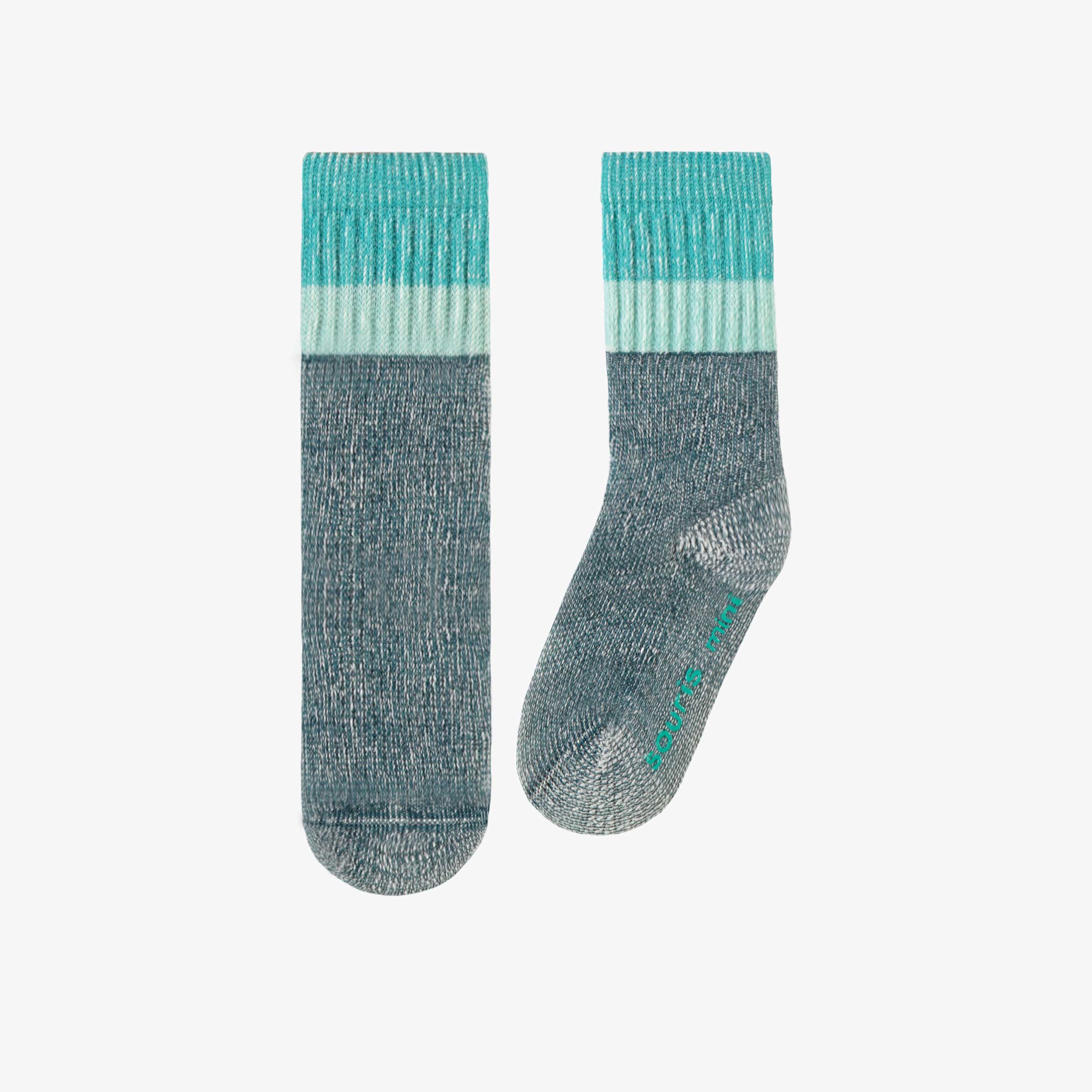 Chaussettes turquoise en laine mérinos, enfant