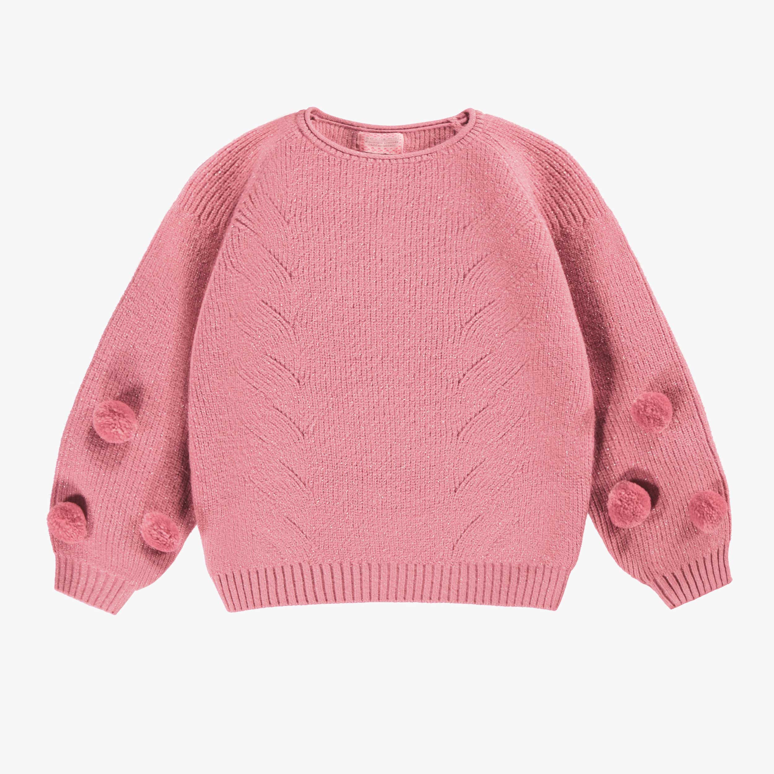 Chandail rose scintillant en tricot, enfant