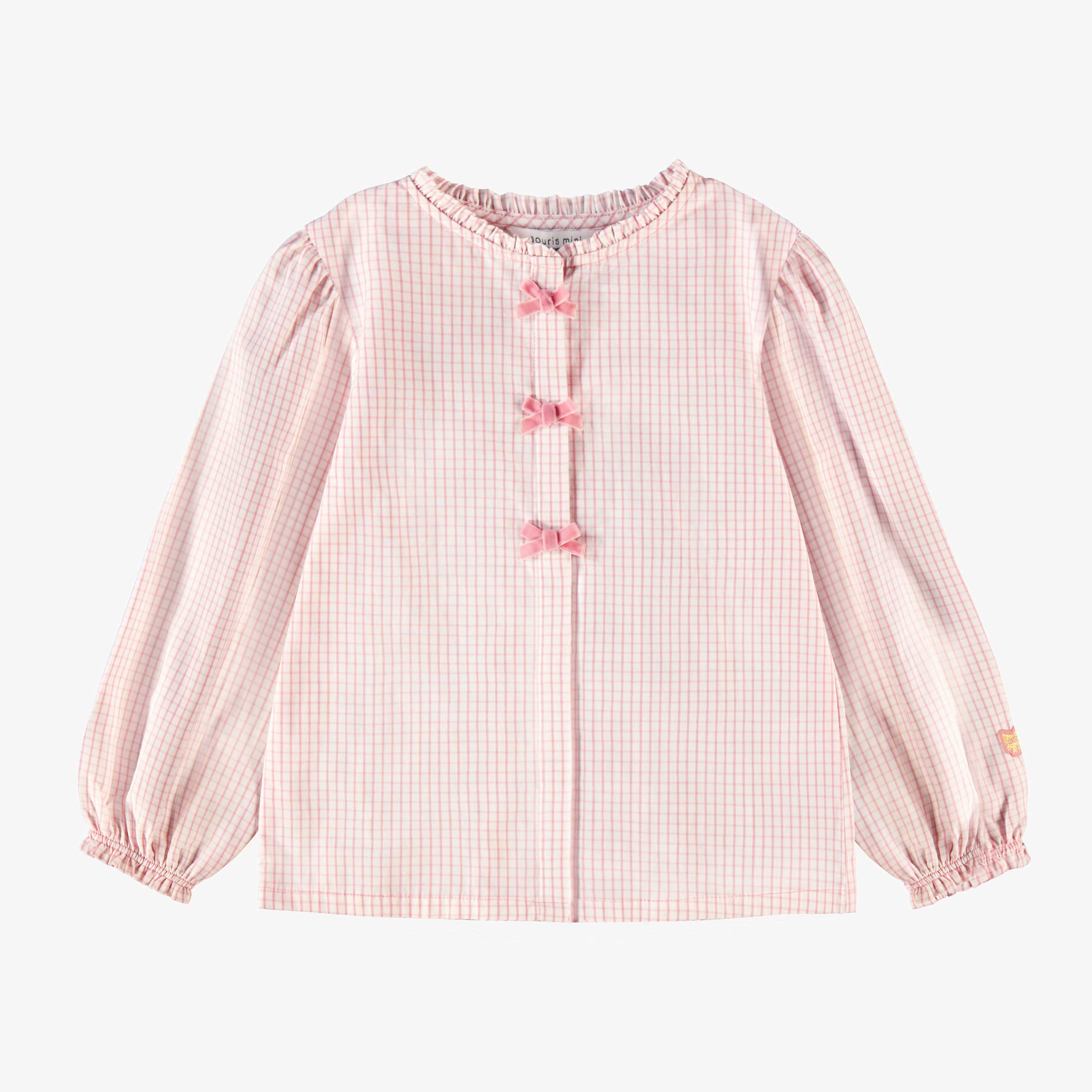 Blouse blanc et rose à carreaux vichy, enfant