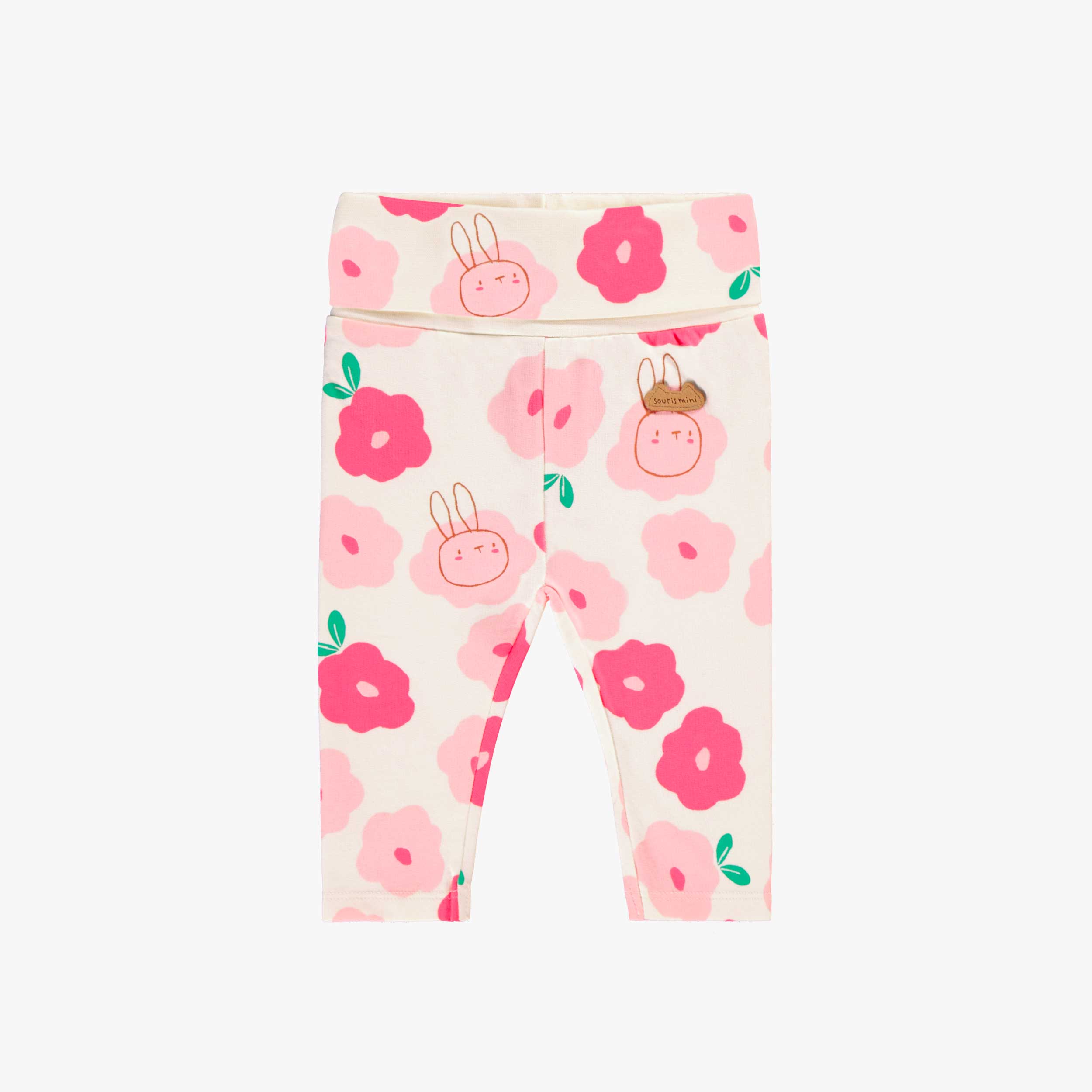 Pantalon évolutif crème à motif floral, naissance
