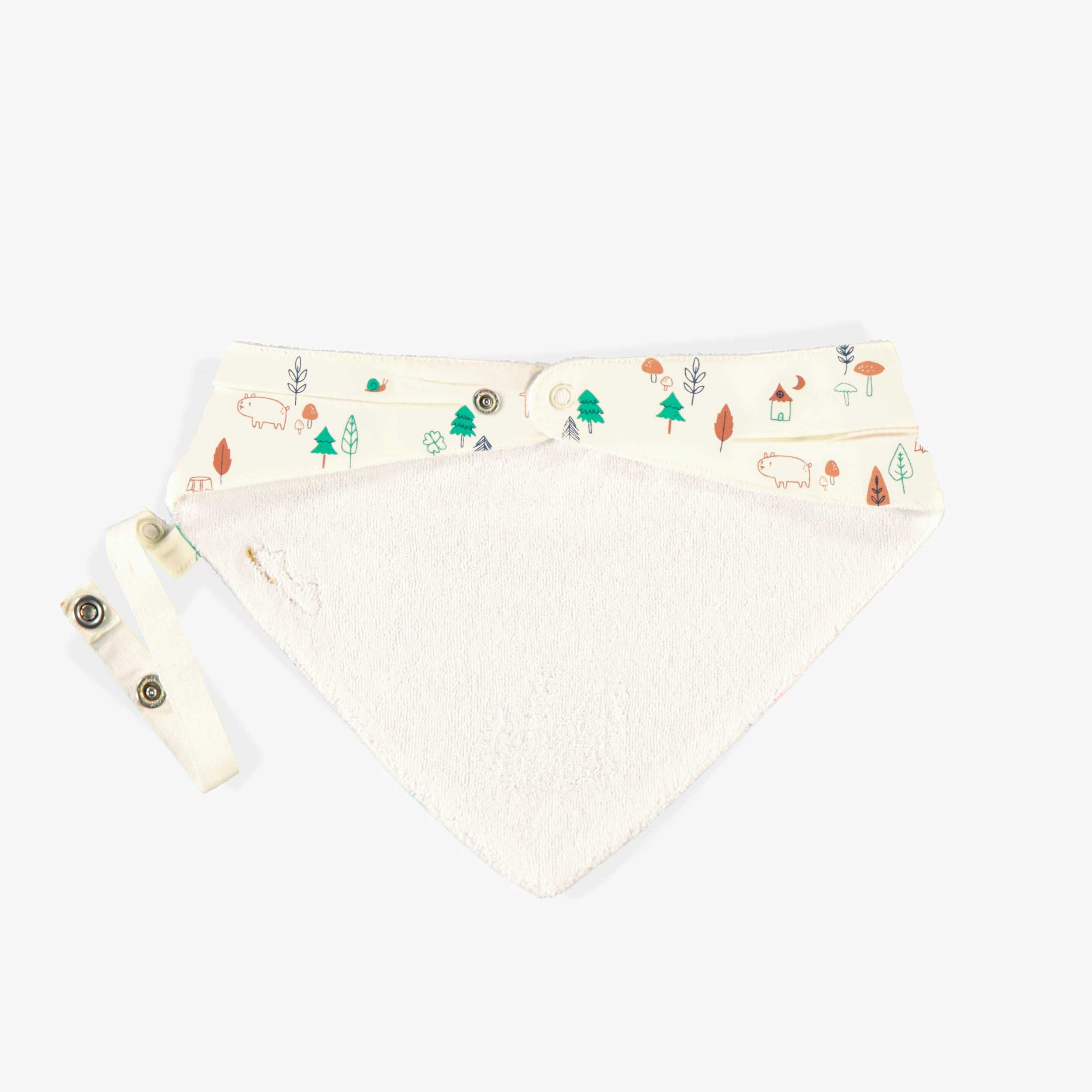 Cream patterned bib, birth