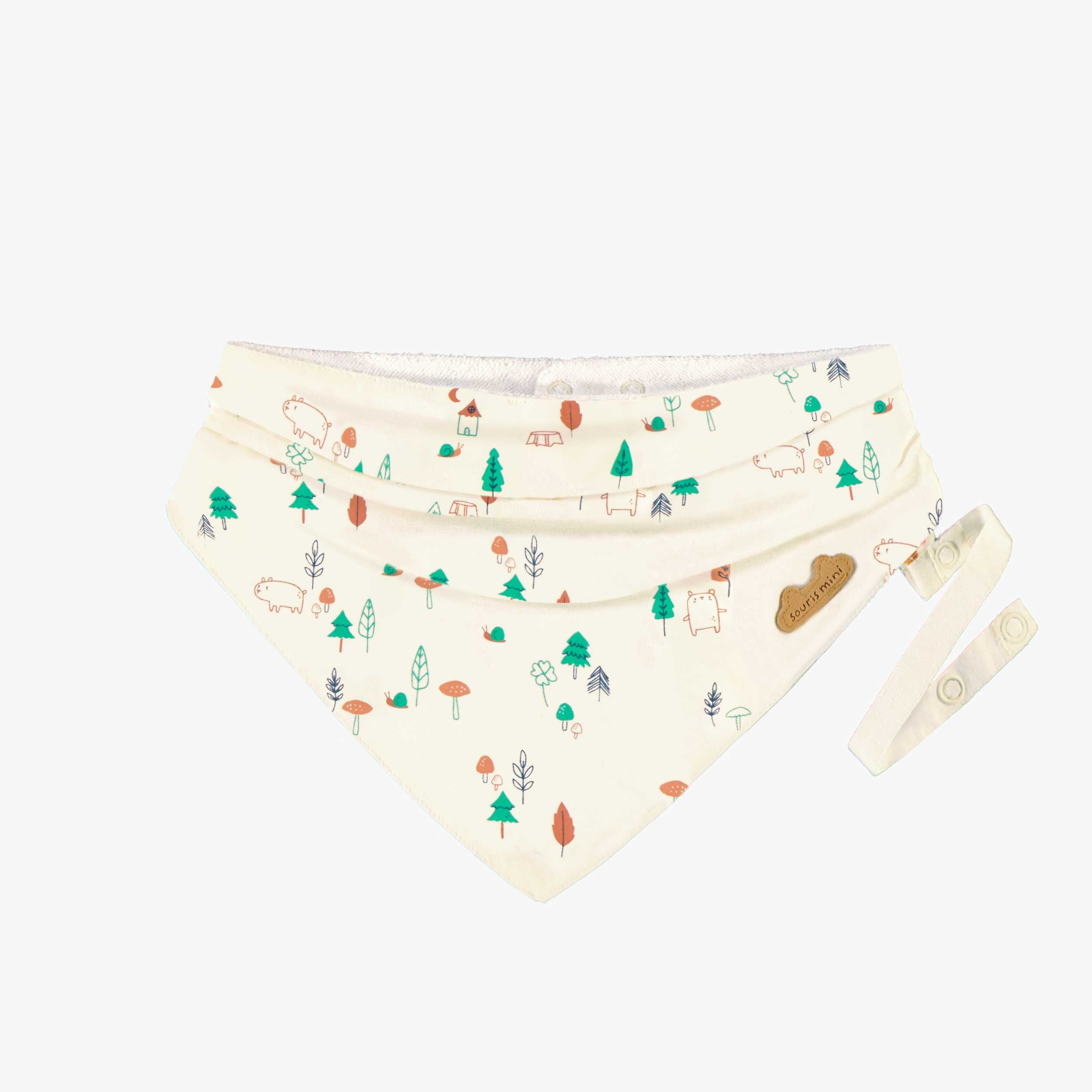 Cream patterned bib, birth