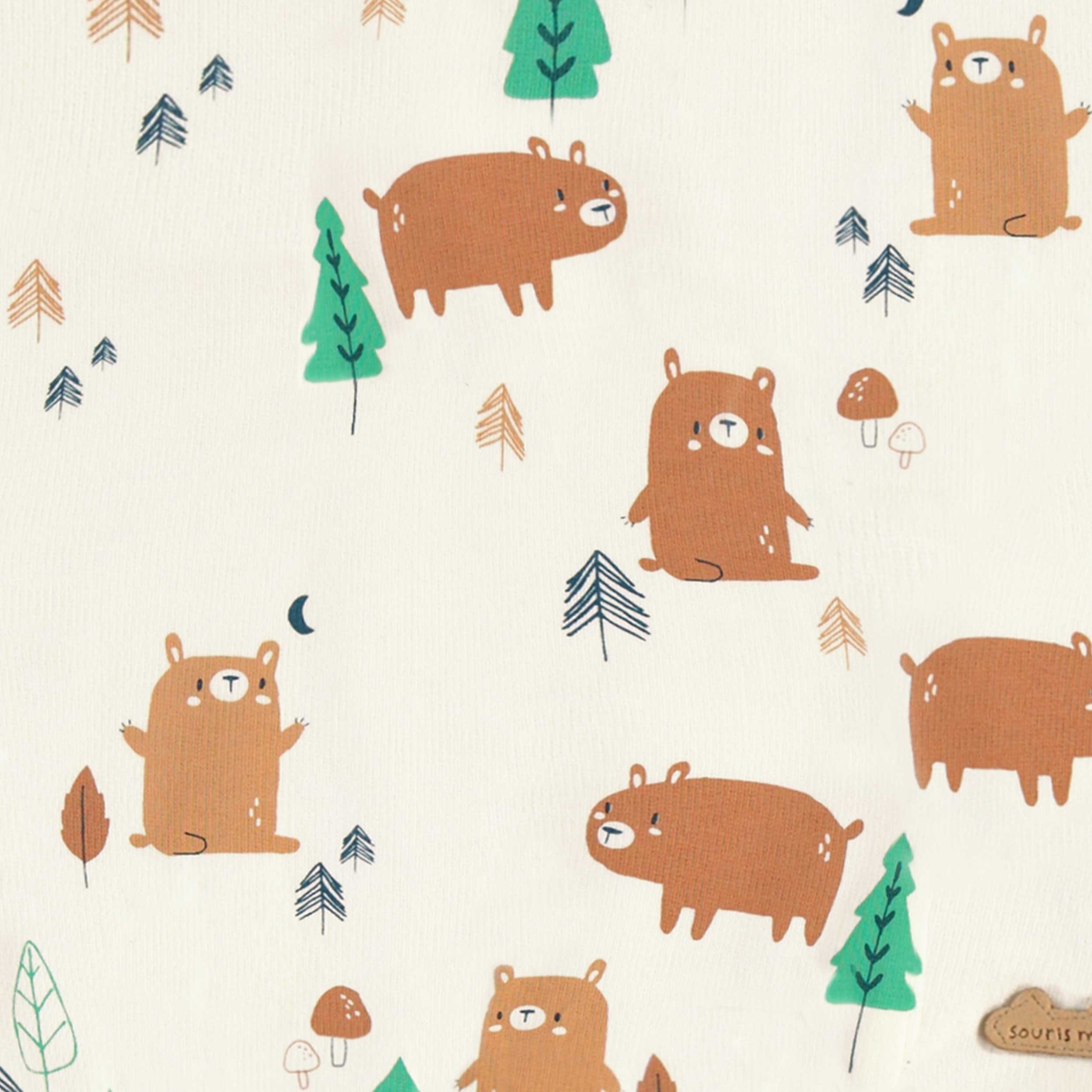 Zoom imprimés du pantalon évolutif crème à motifs, naissance