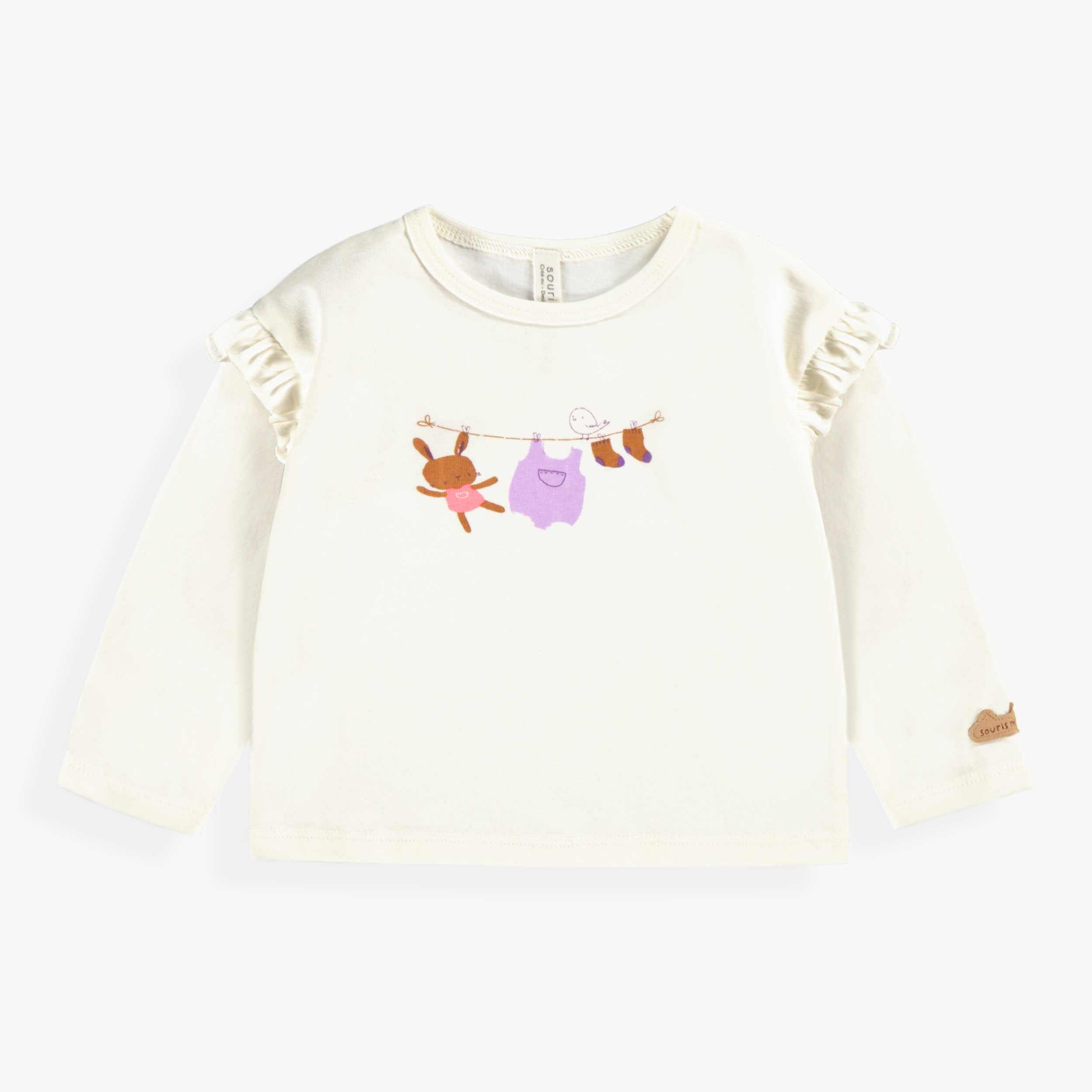 T-shirt crème avec illustration, naissance