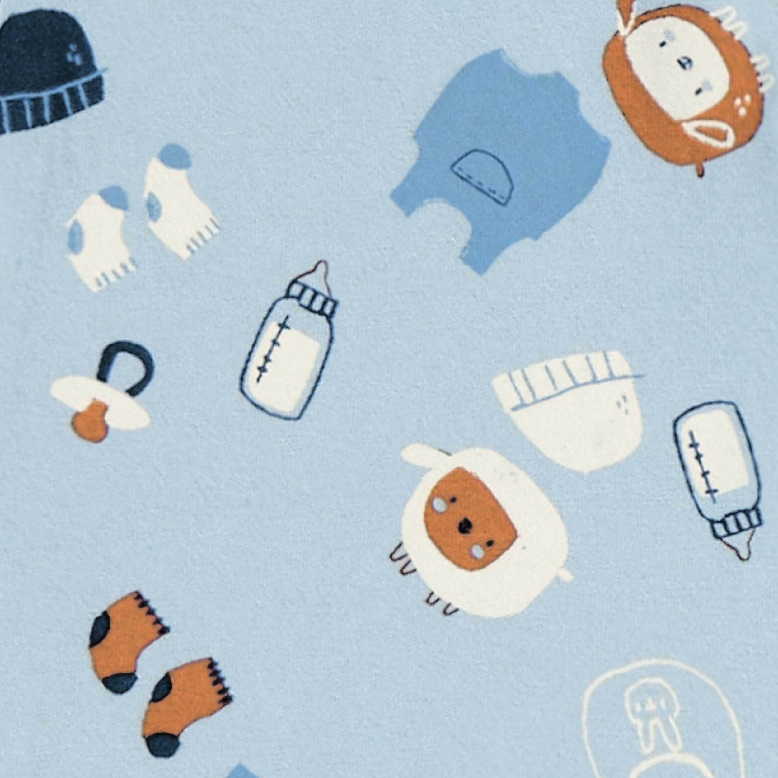 Zoom imprimés du pyjama bleu à motifs, naissance