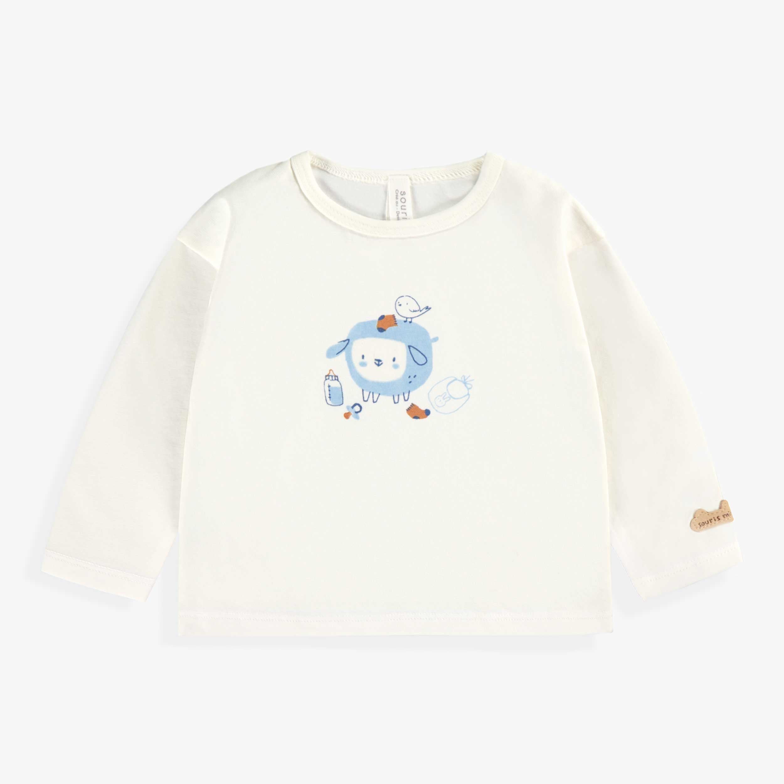 T-shirt crème avec illustration, naissance