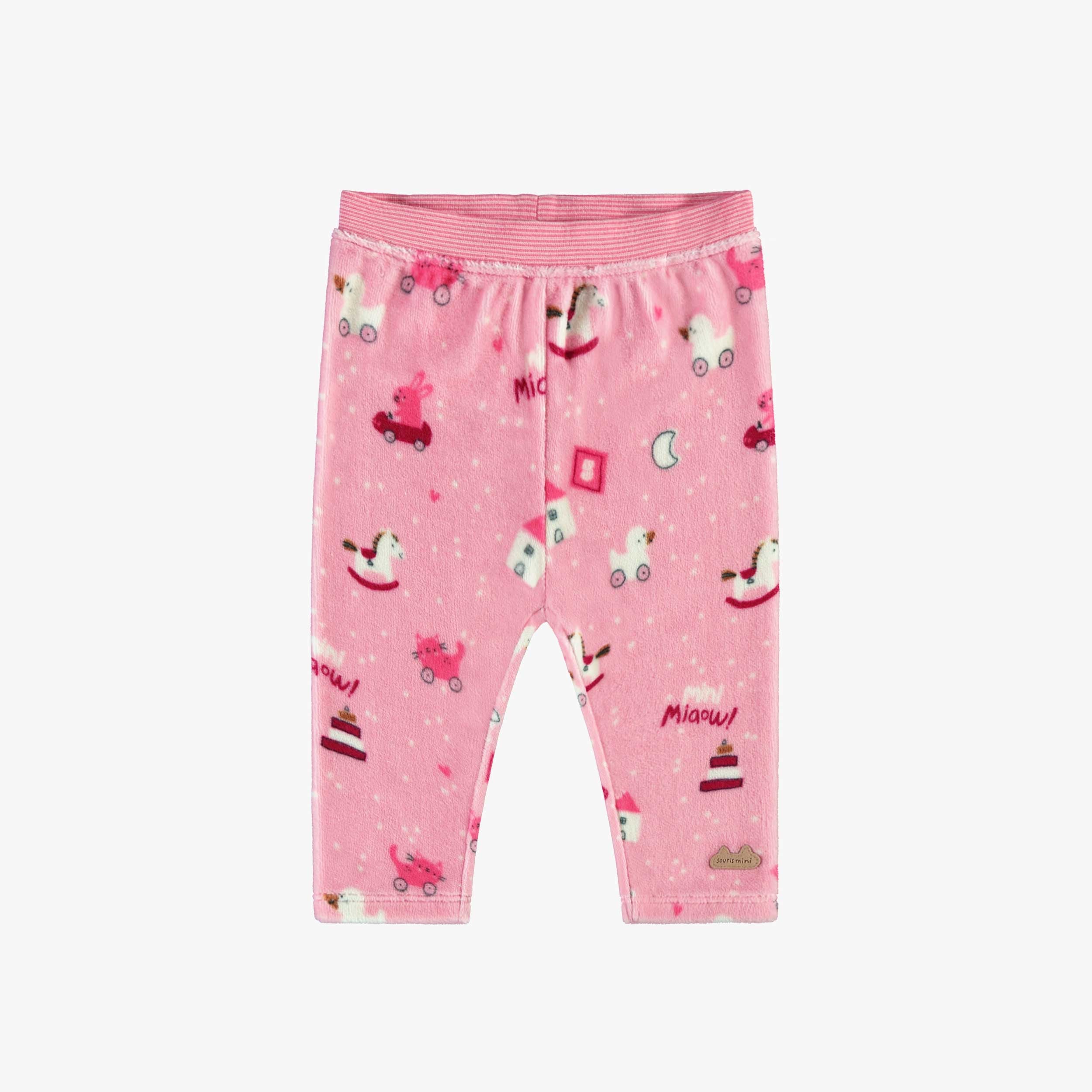 Legging rose en velours, naissance
