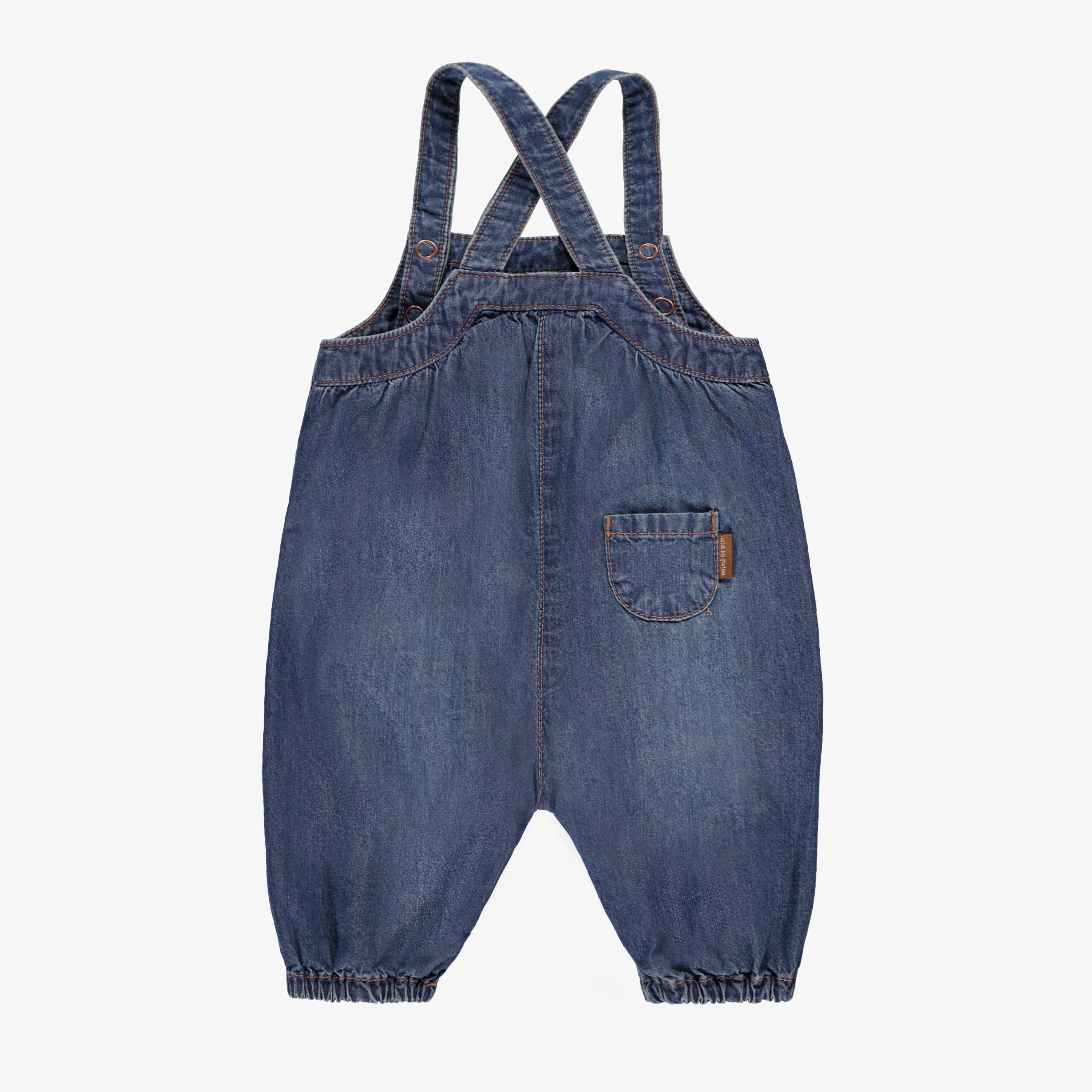 Blue denim overalls, newborn