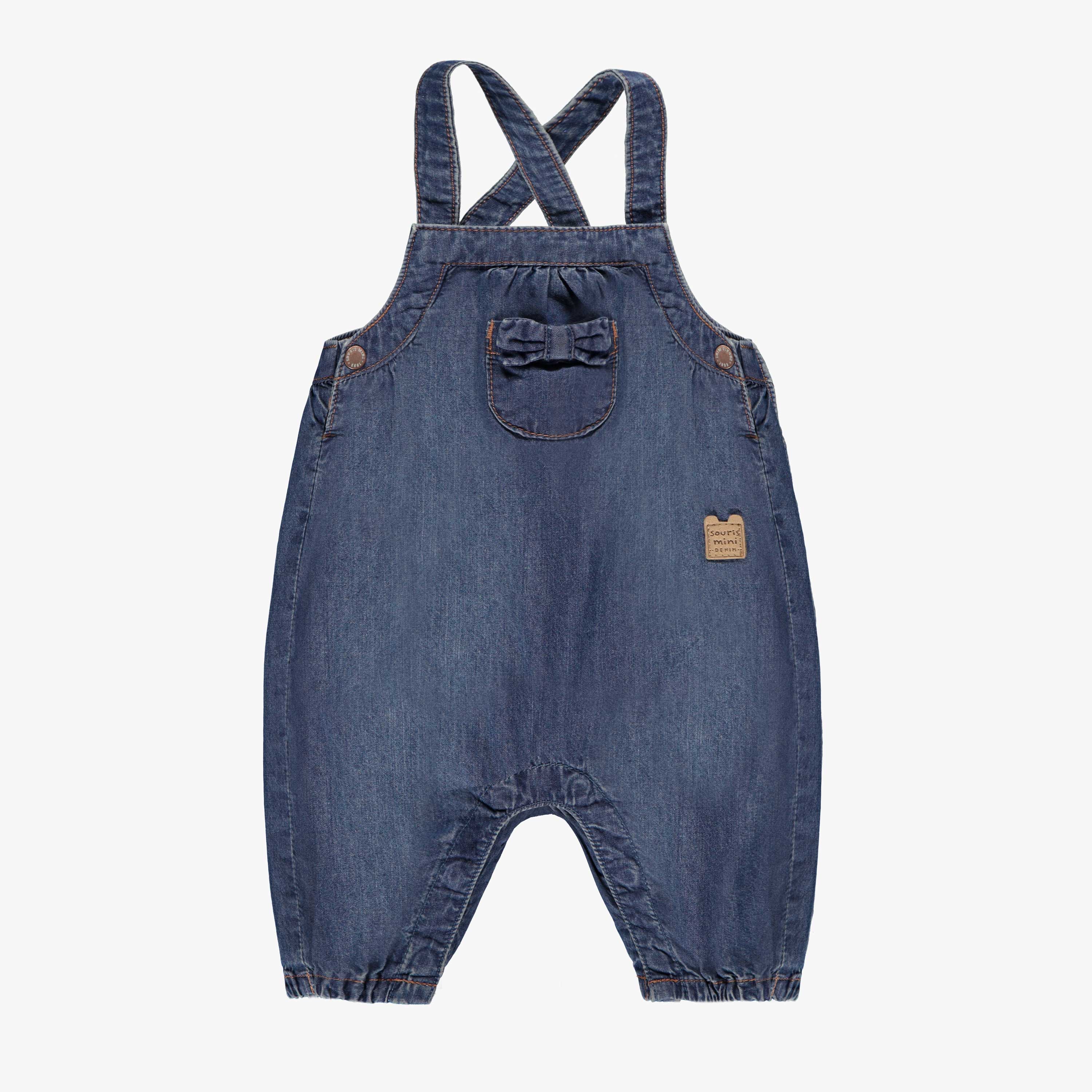 Blue denim overalls, newborn