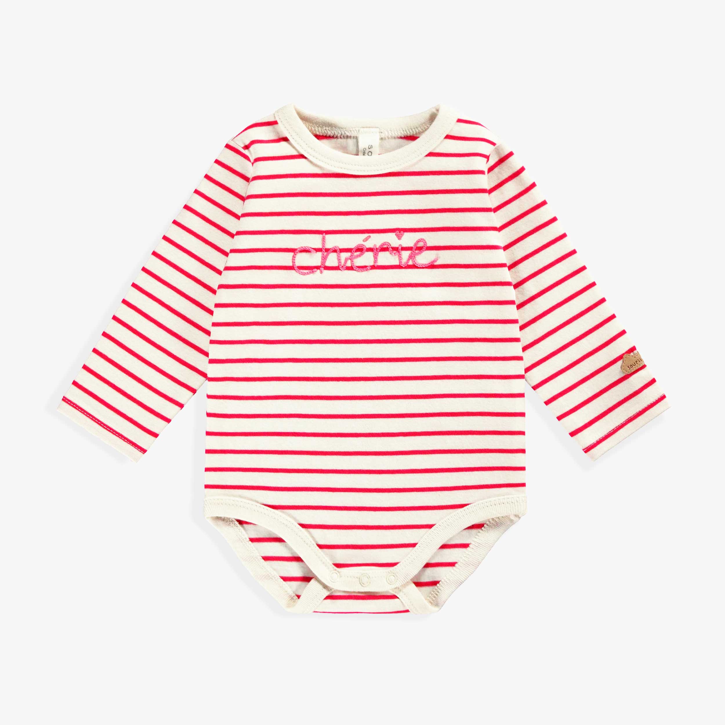 Cache-couche crème à rayures roses, naissance