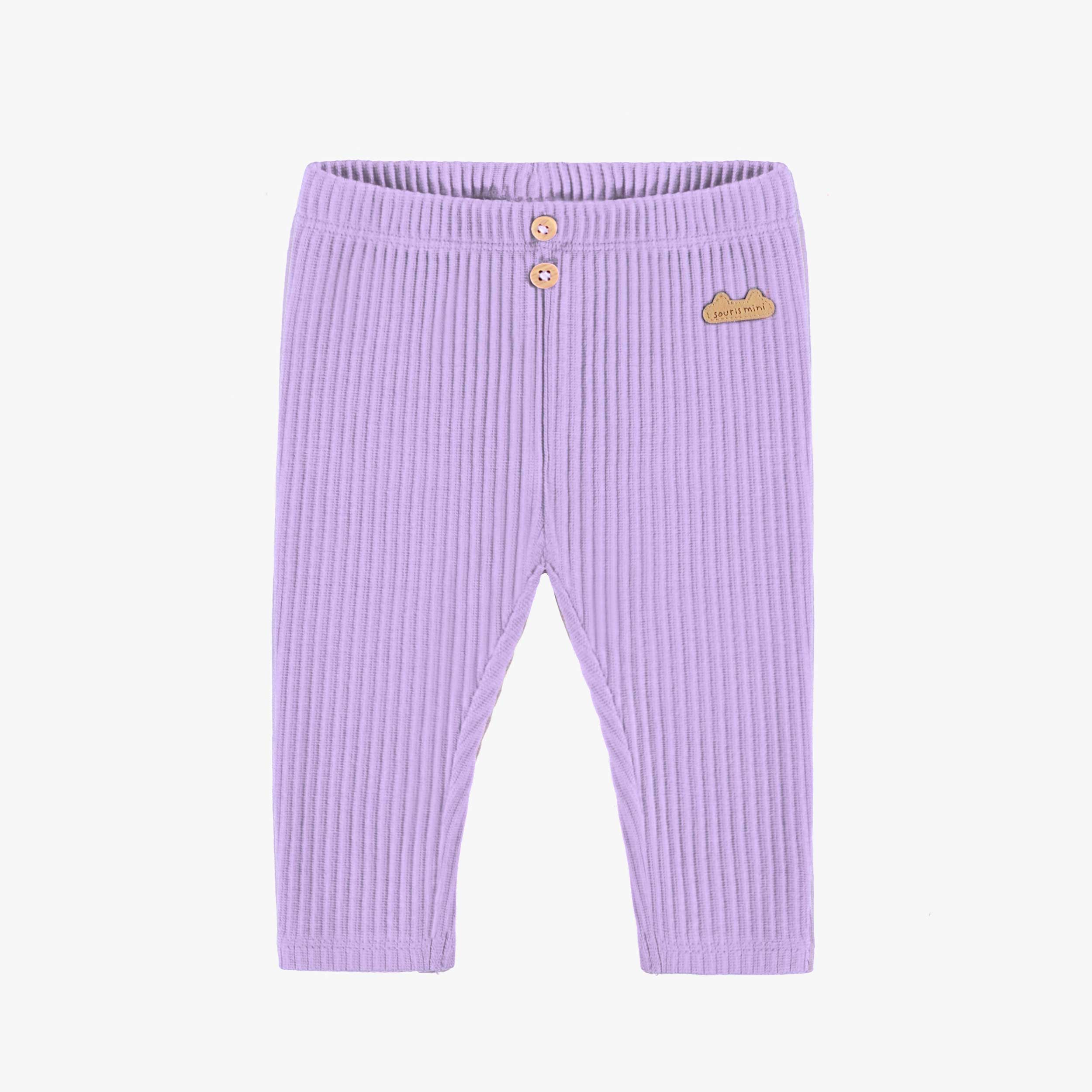 Legging mauve en tricot côtelé, naissance