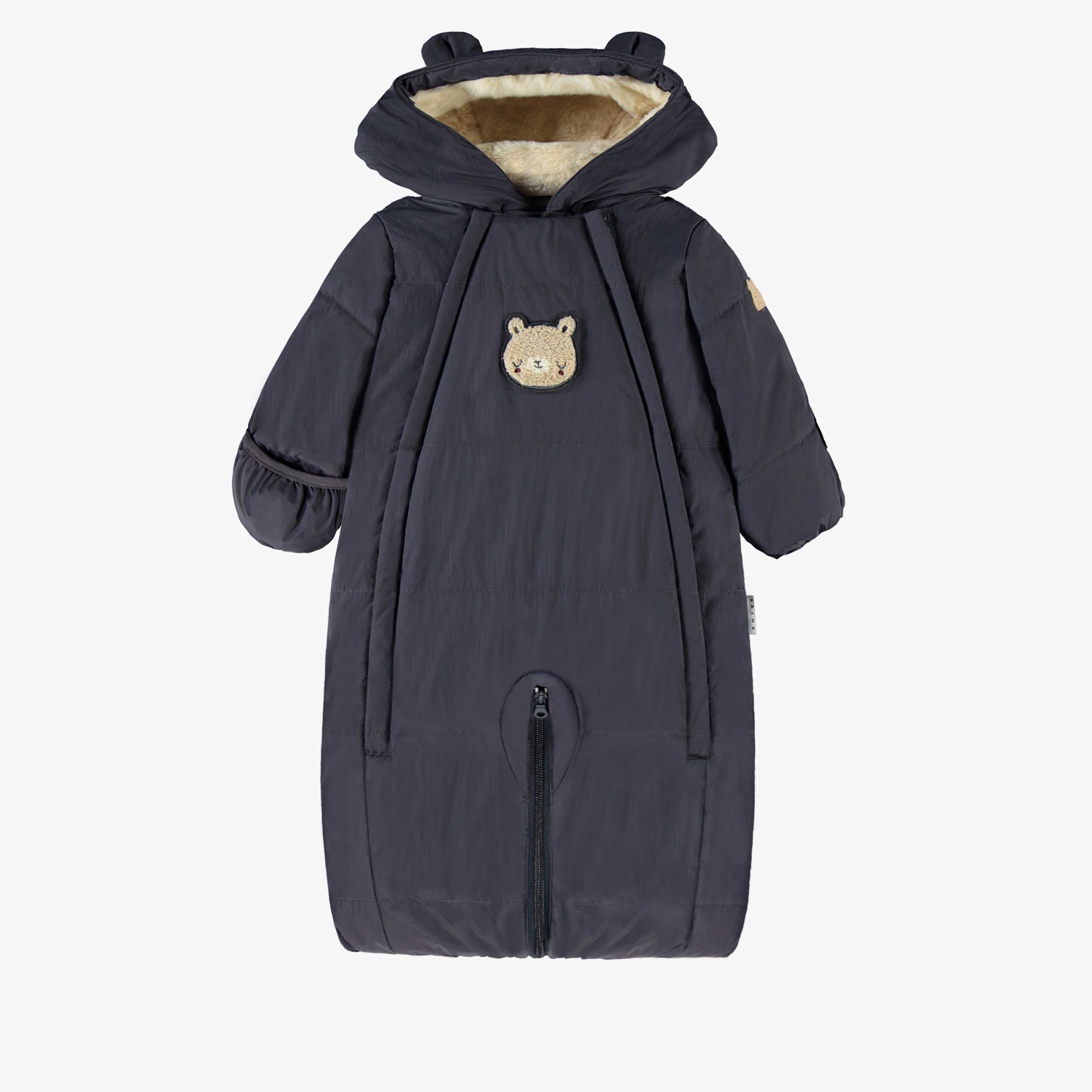 Night grey one-piece multifunction snowsuit, newborn
